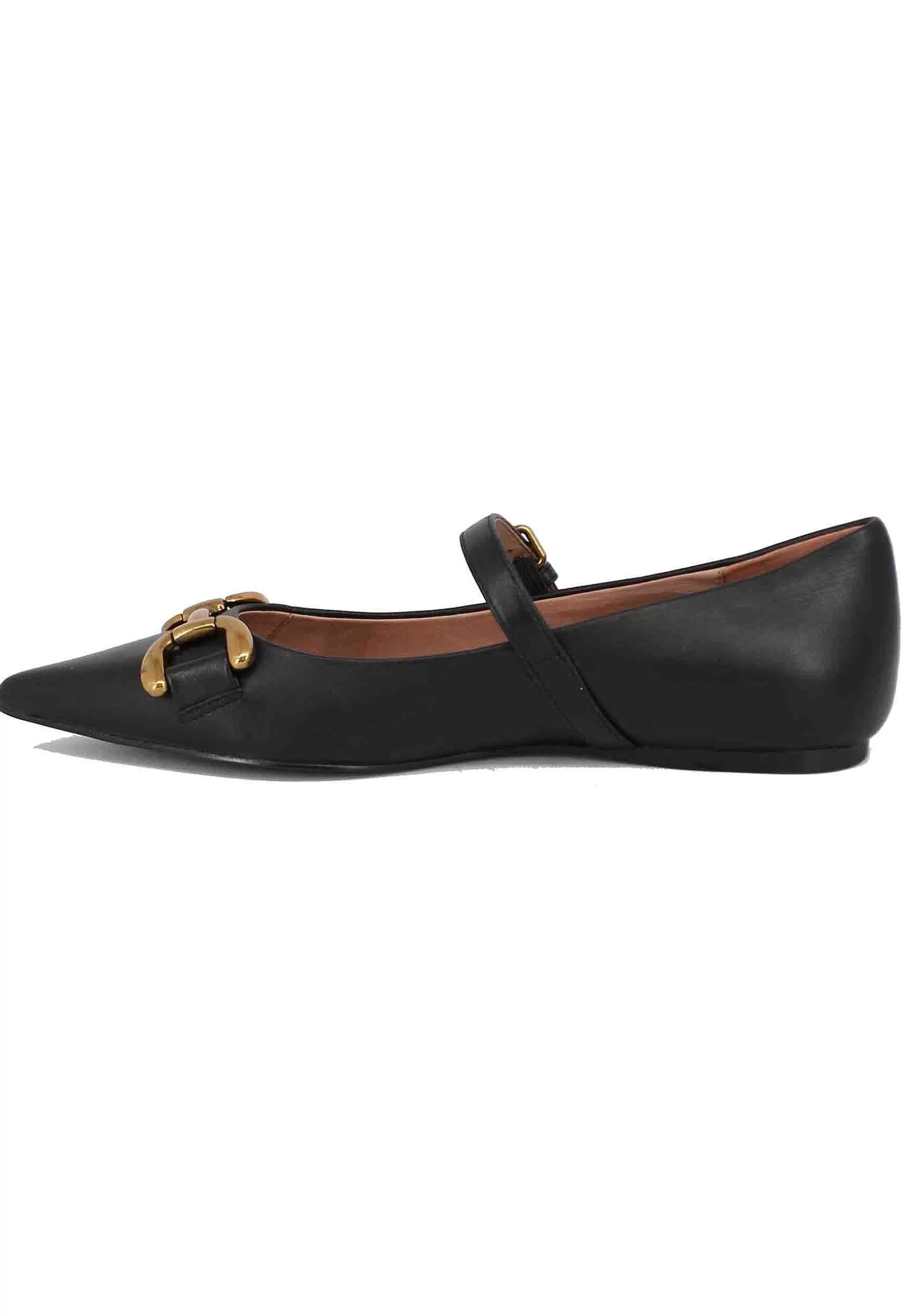 Ballerine Donna In Pelle Nera Con Morsetto E Cinturino Kiva*Bibi Lou Hot