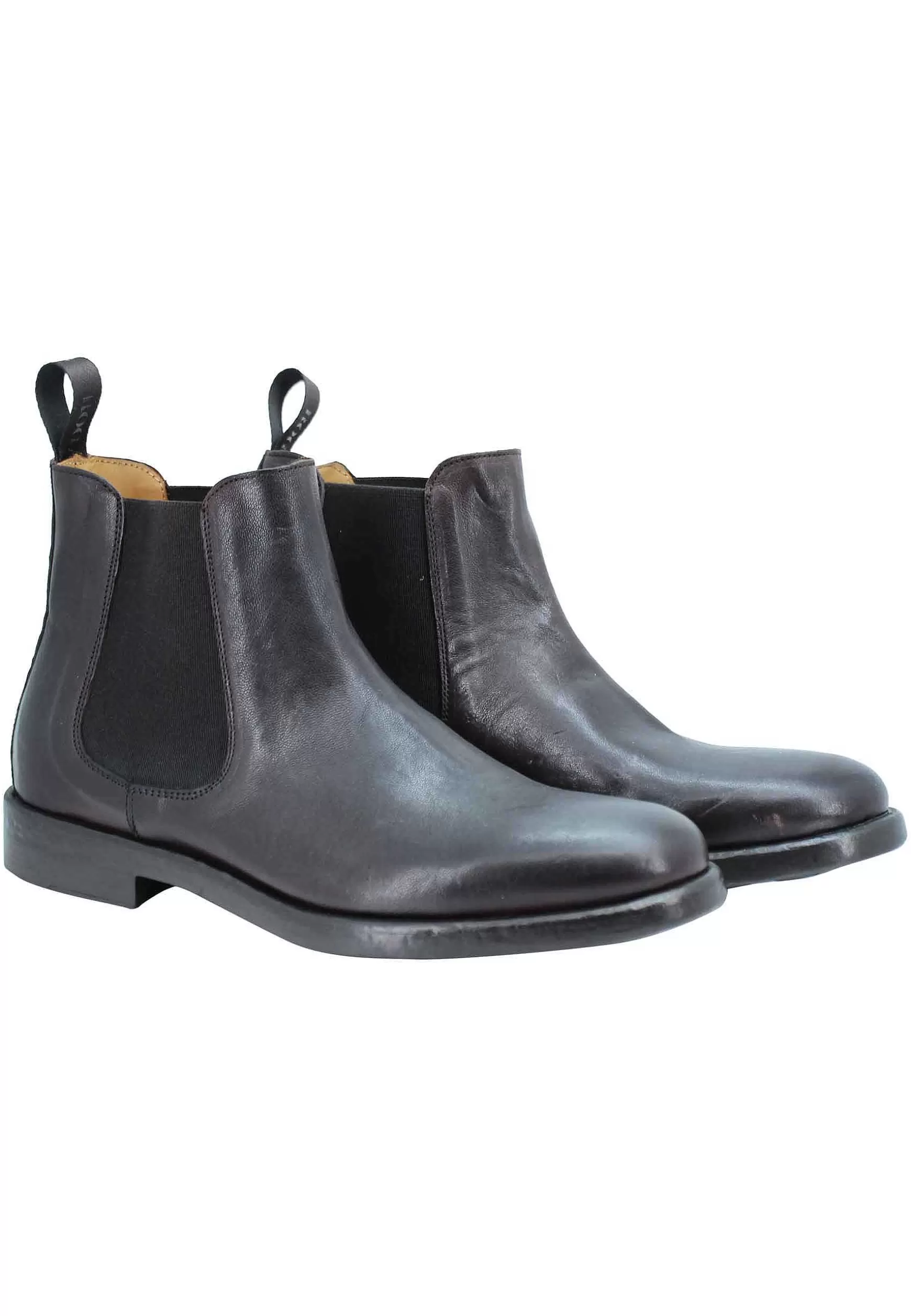 Beatles Uomo In Pelle Matta Marrone Con Suola In Gomma E Punta Tonda*Rogal Store