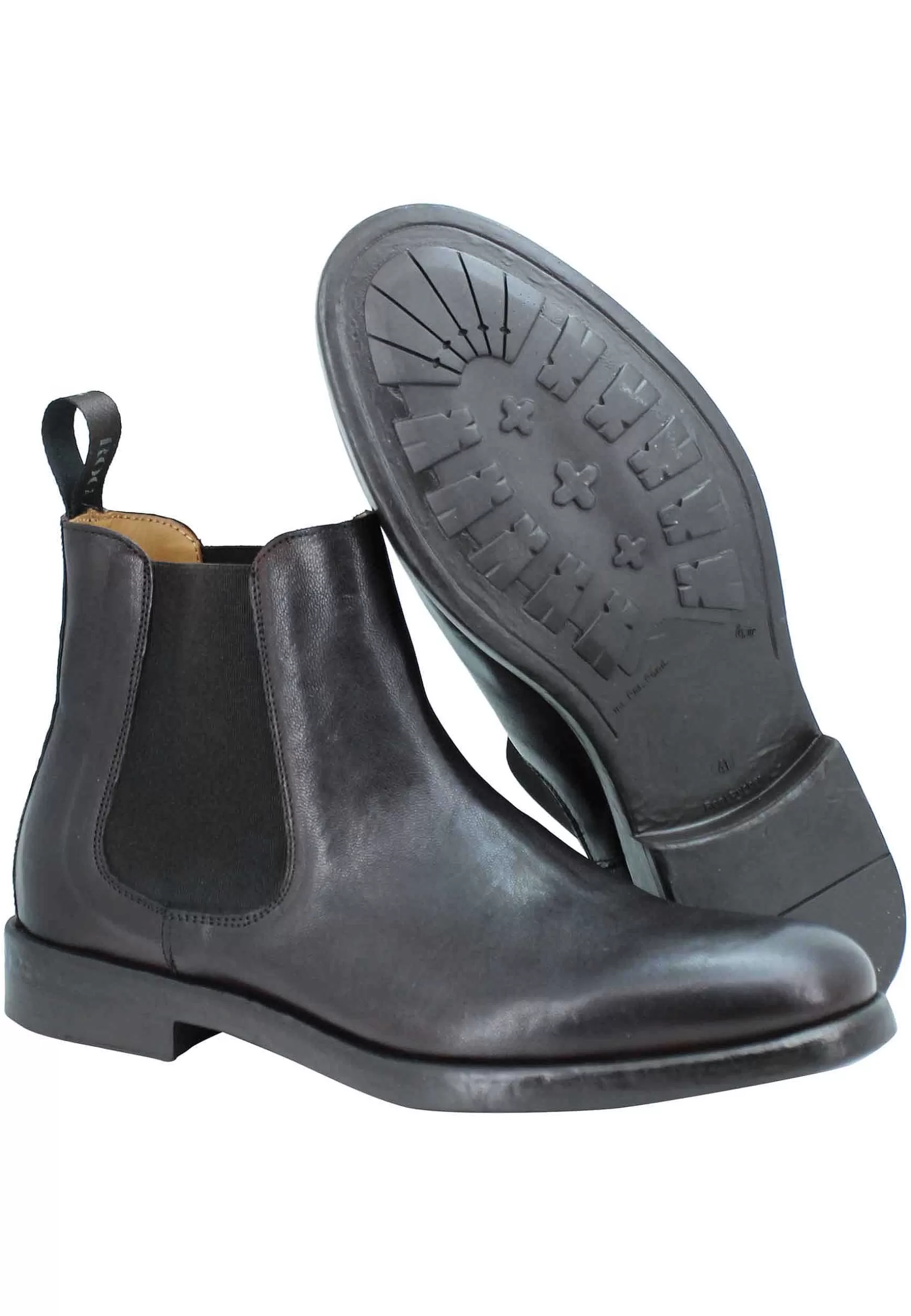 Beatles Uomo In Pelle Matta Marrone Con Suola In Gomma E Punta Tonda*Rogal Store