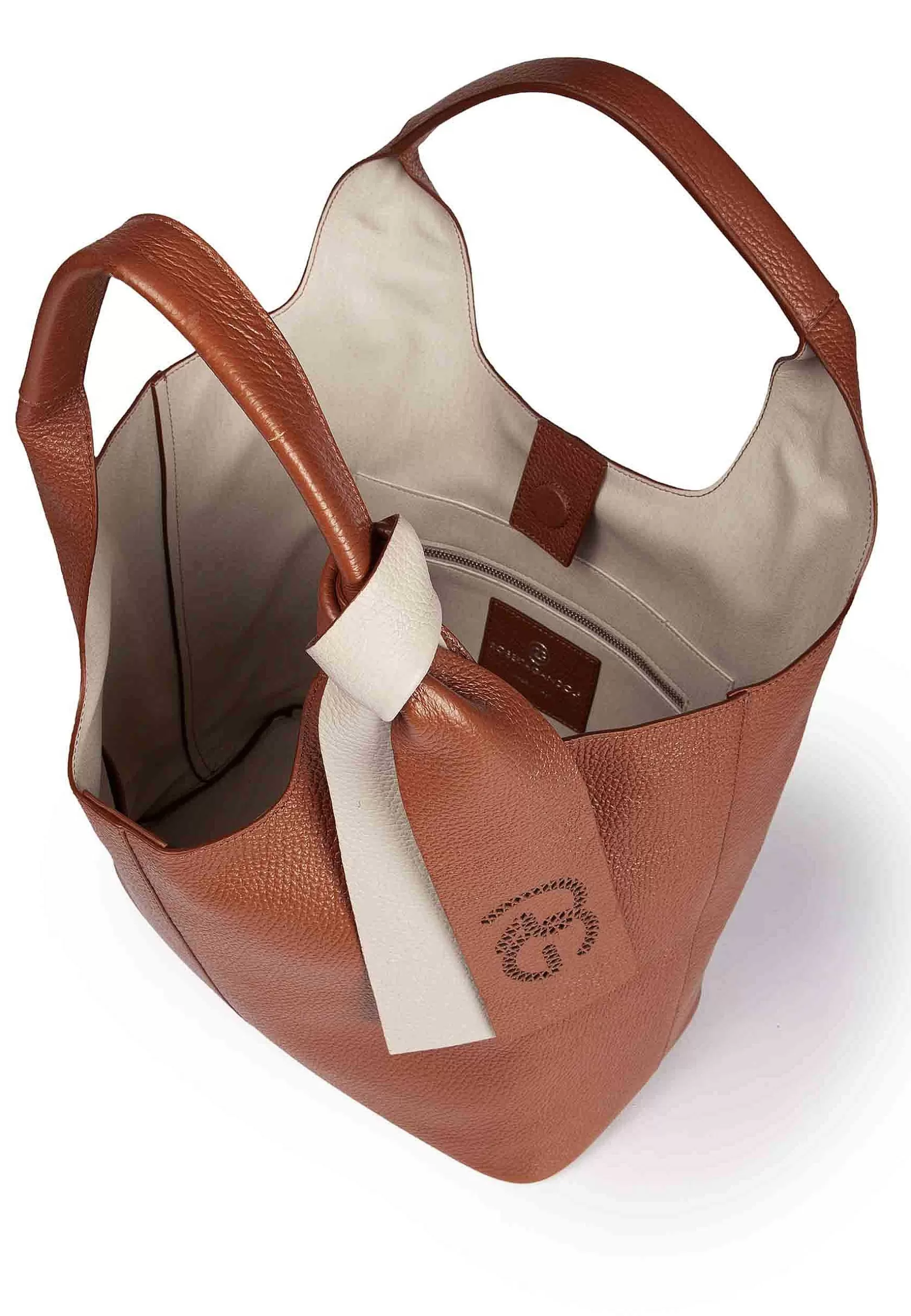 Borsa Donna A Spalla In Pelle Cuoio Morbida Con Accessorio Bicolore*Roberta Gandolfi Flash Sale