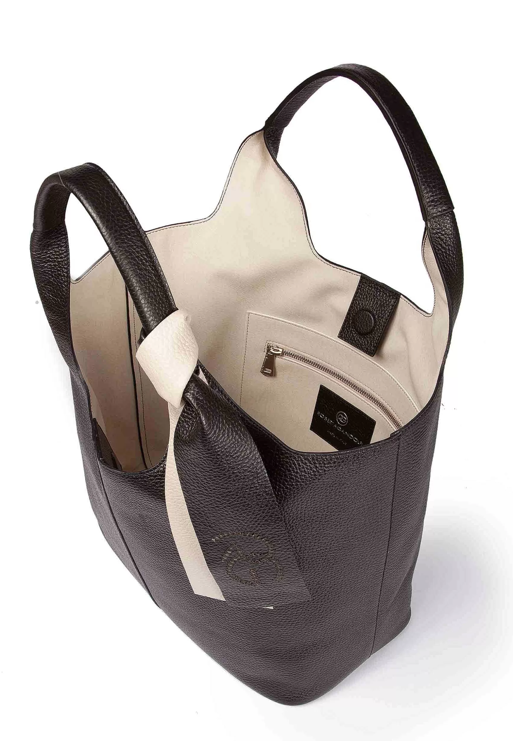 Borsa Donna A Spalla In Pelle Nera Morbida Con Accessorio Bicolore*Roberta Gandolfi Cheap