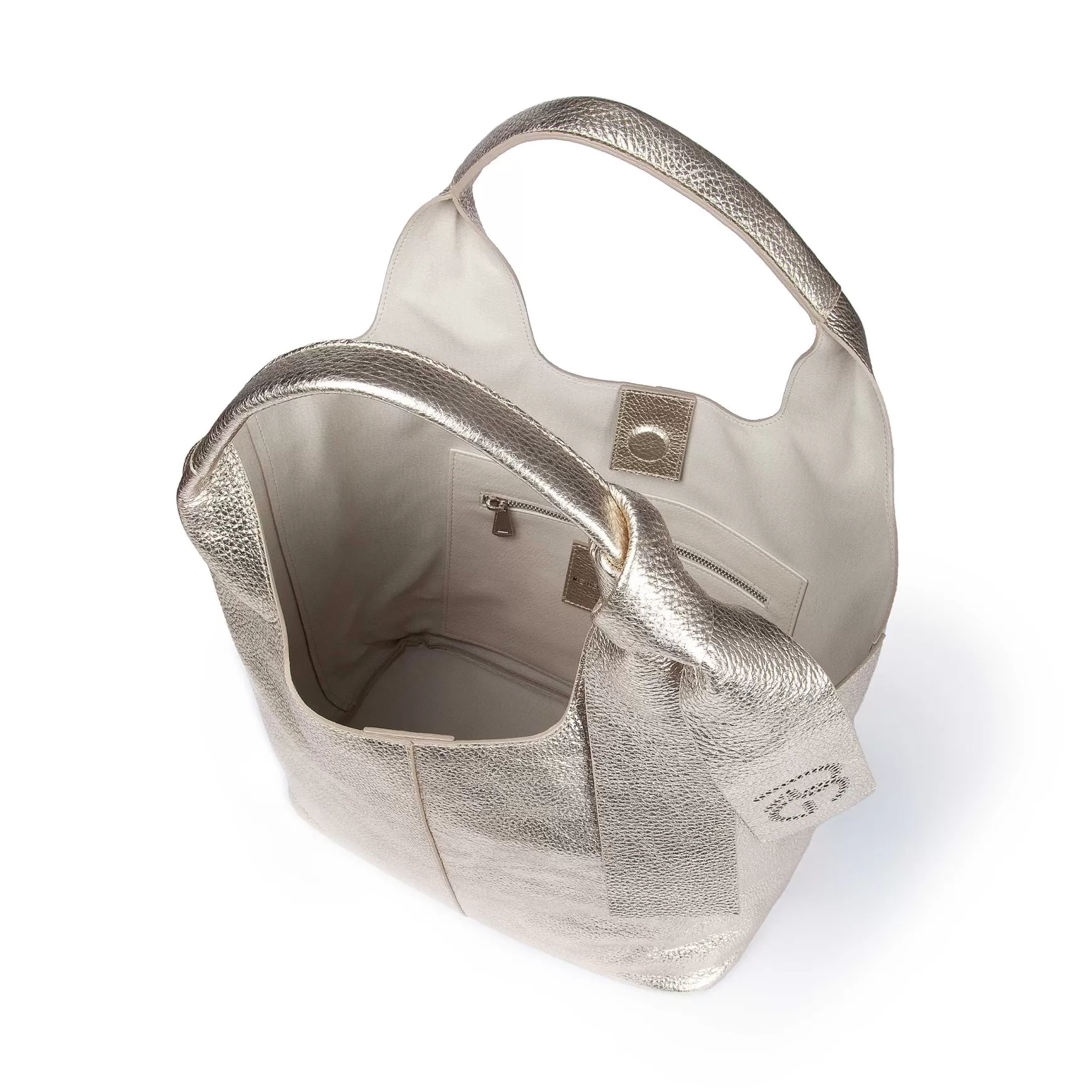 Borsa Donna A Spalla In Pelle Paltino Morbida Con Accessorio Bicolore*Roberta Gandolfi New