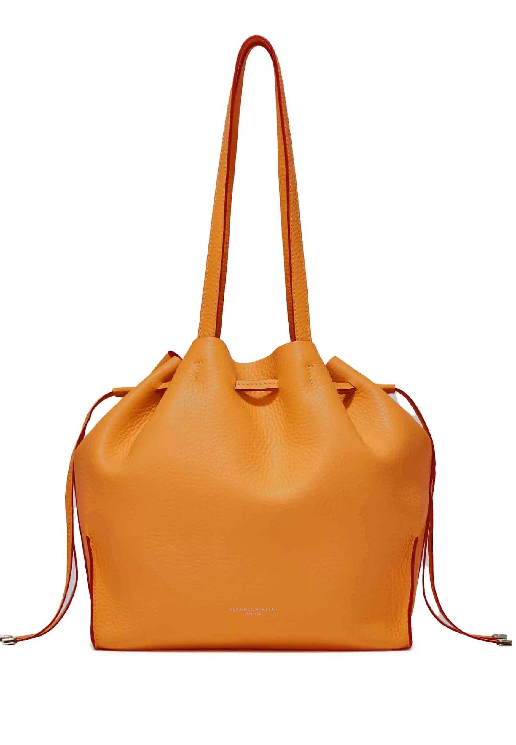 Borsa Donna A Spalla Joy In Pelle Arancione E Naturale Con Doppi Manici E Chiusura Coulisse*Gianni Chiarini New