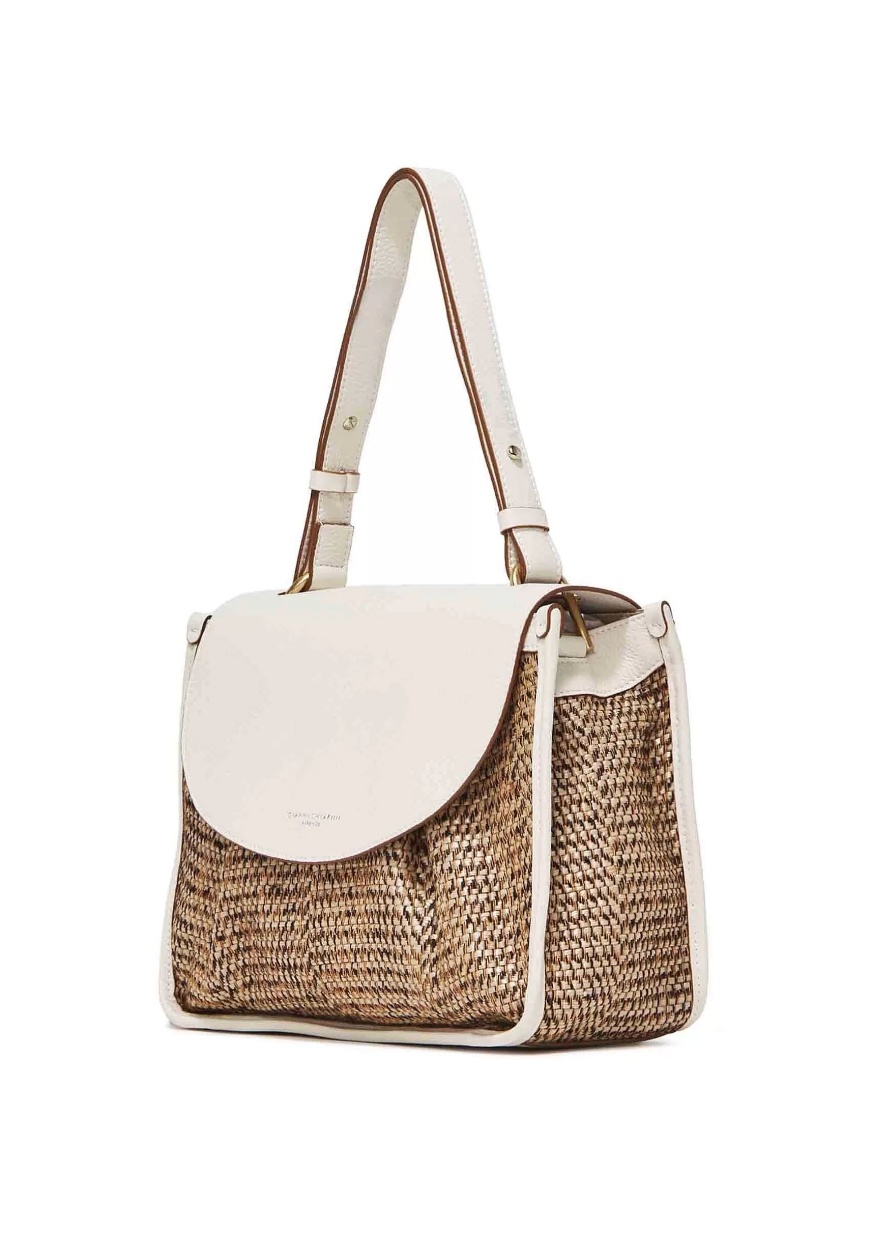Borsa Donna A Spalla Louise In Pelle Beige E Tessuto Naturale Con Tracolla Regolabile*Gianni Chiarini Hot