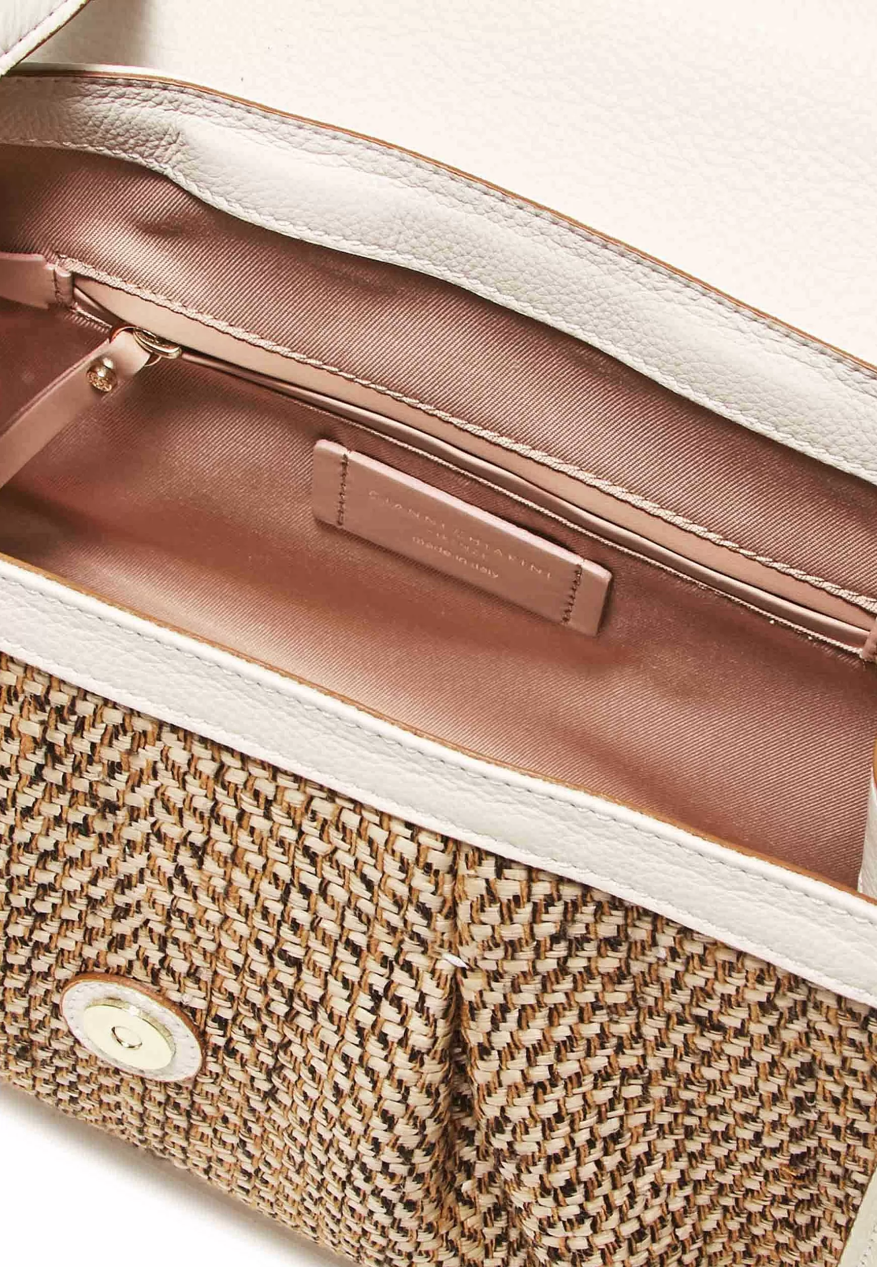 Borsa Donna A Spalla Louise In Pelle Beige E Tessuto Naturale Con Tracolla Regolabile*Gianni Chiarini Hot