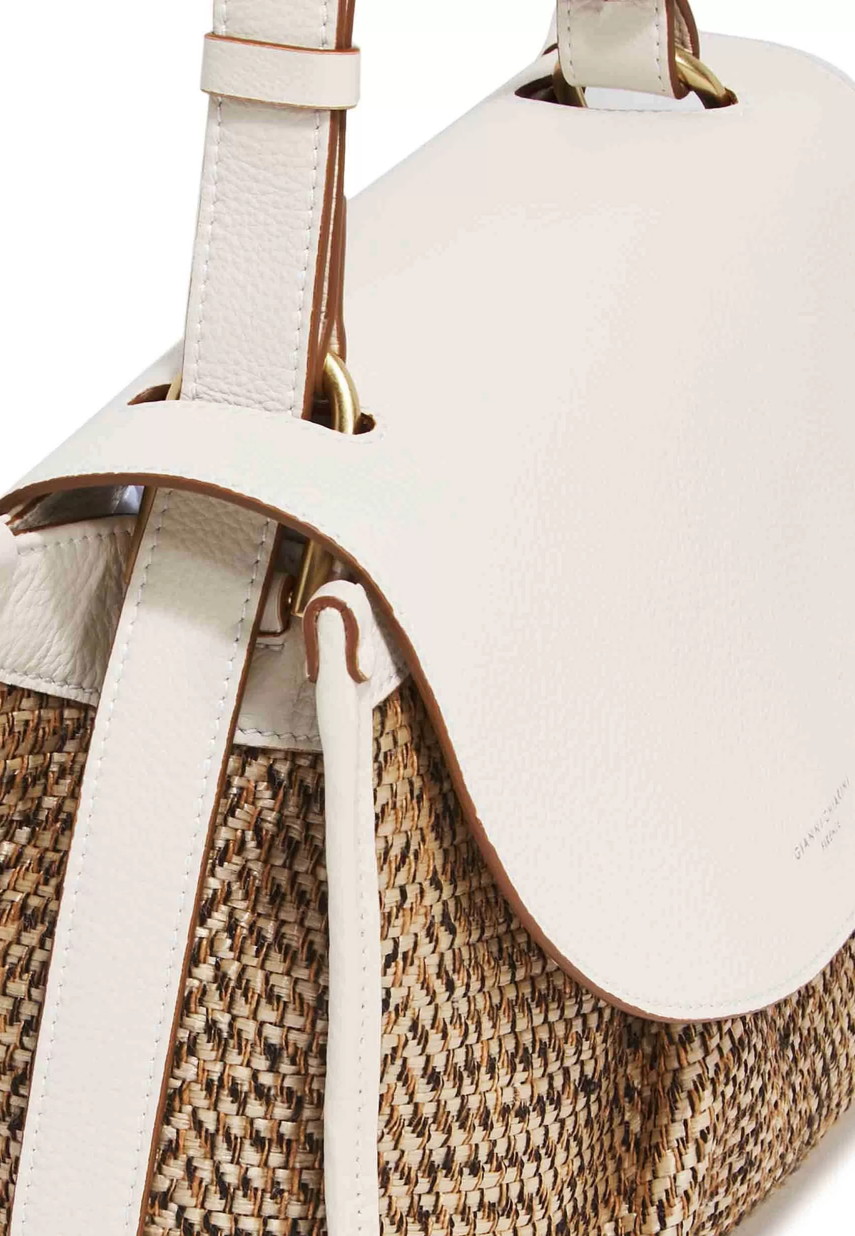Borsa Donna A Spalla Louise In Pelle Beige E Tessuto Naturale Con Tracolla Regolabile*Gianni Chiarini Hot