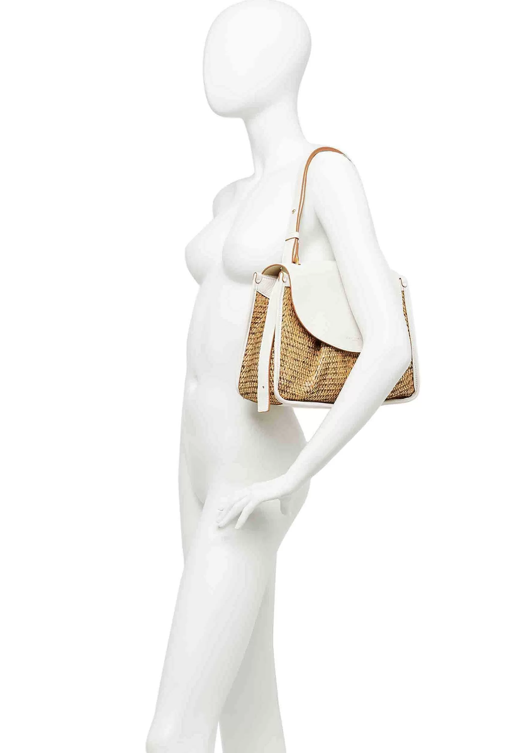 Borsa Donna A Spalla Louise In Pelle Beige E Tessuto Naturale Con Tracolla Regolabile*Gianni Chiarini Hot