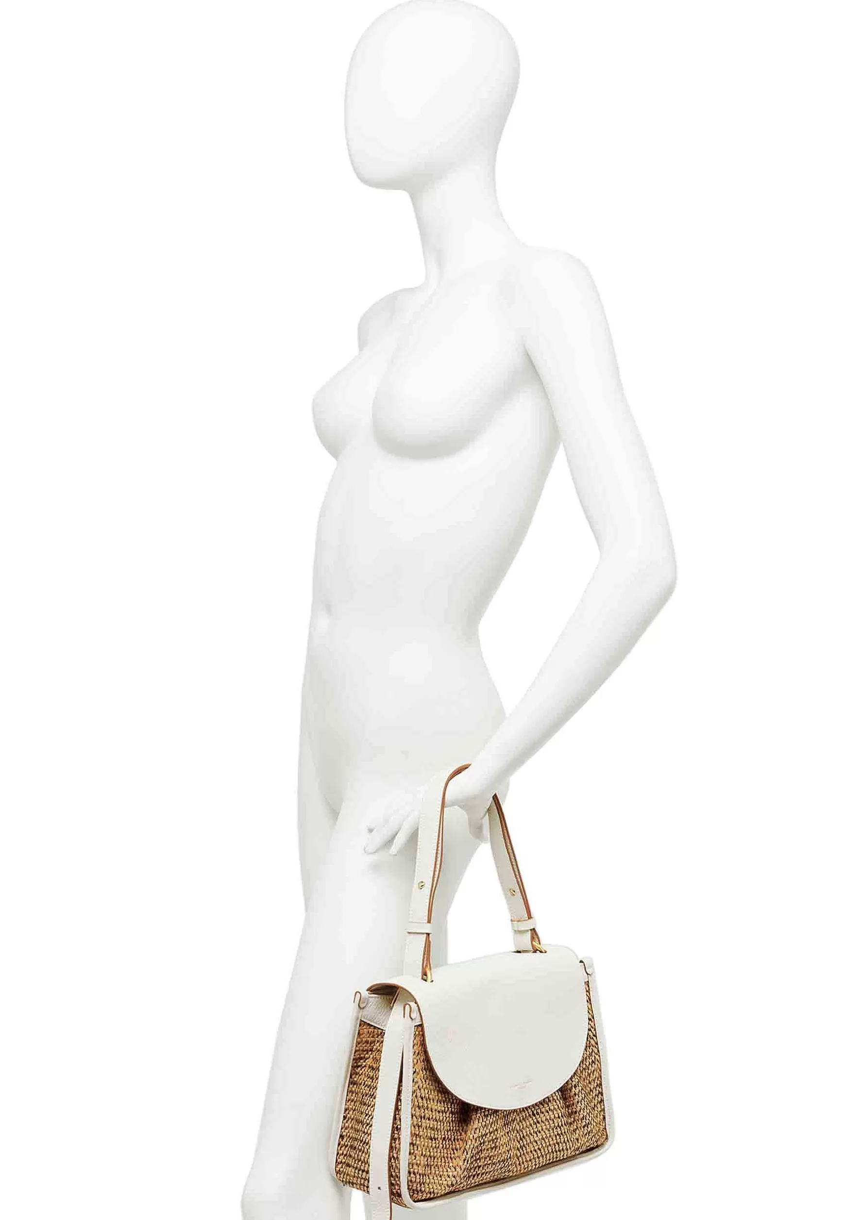 Borsa Donna A Spalla Louise In Pelle Beige E Tessuto Naturale Con Tracolla Regolabile*Gianni Chiarini Hot