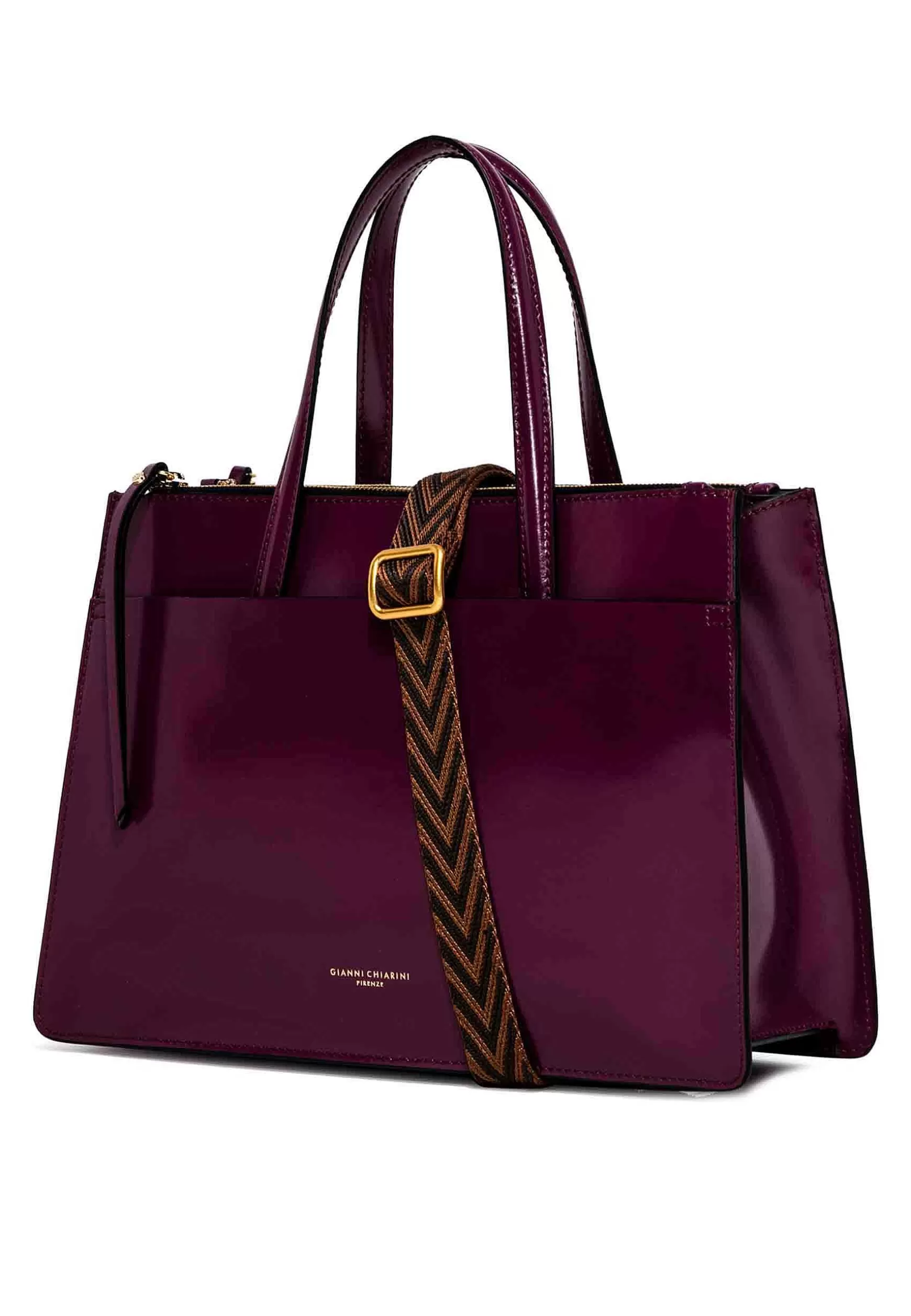 Borsa Donna A Tracolla Empire In Pelle Bordeaux Con Tracolla In Tessuto*Gianni Chiarini Store