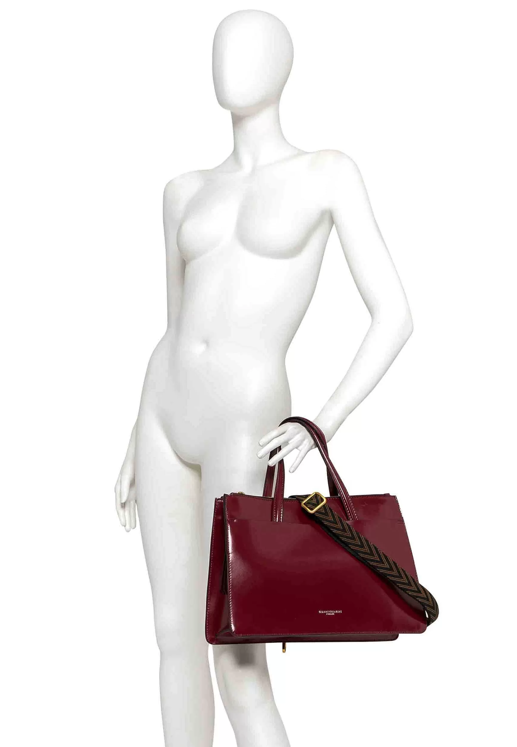 Borsa Donna A Tracolla Empire In Pelle Bordeaux Con Tracolla In Tessuto*Gianni Chiarini Store