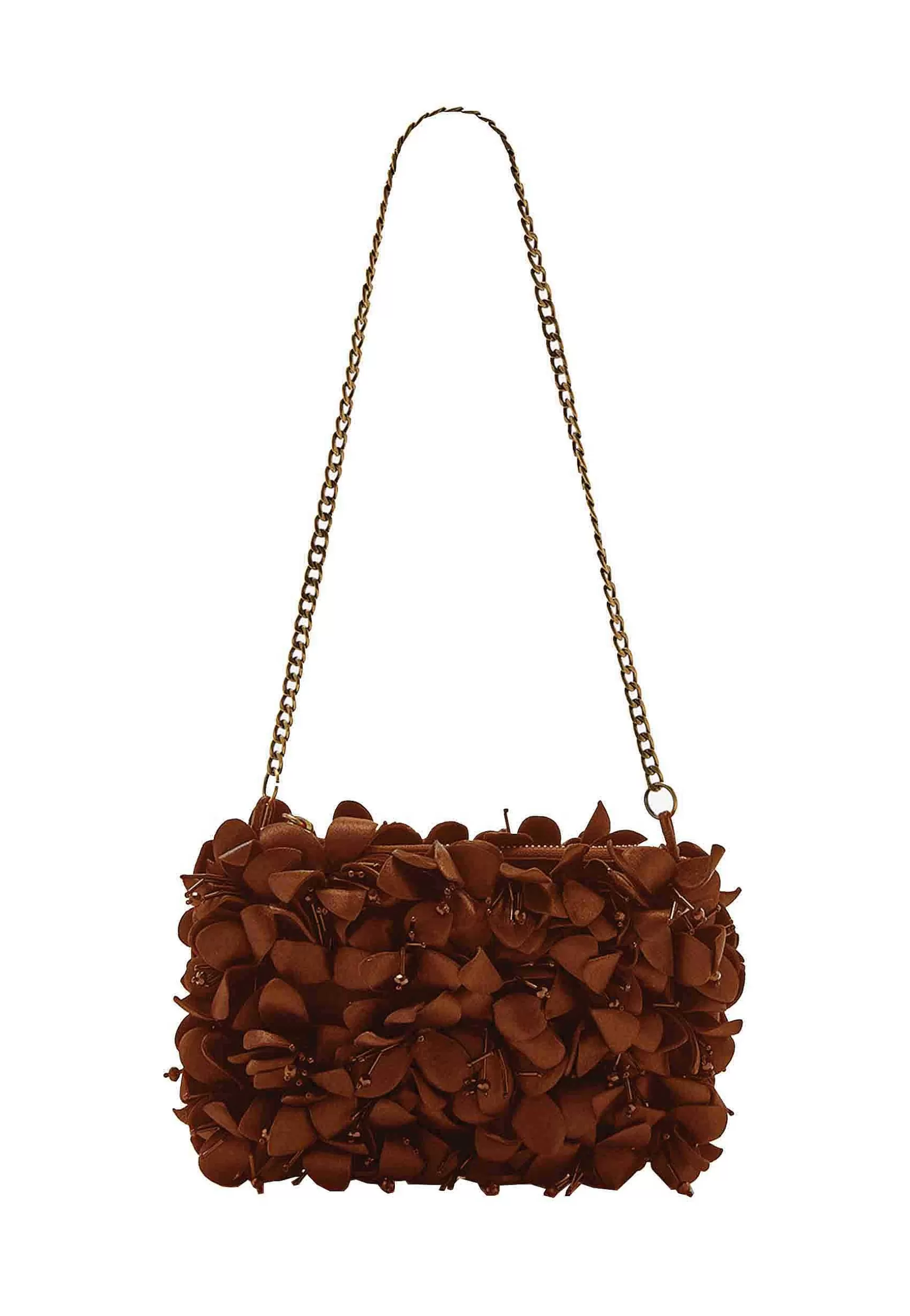 Borsa Donna A Tracolla Flower On Satin Mattone Con Tracolla A Catena*Maliparmi Flash Sale