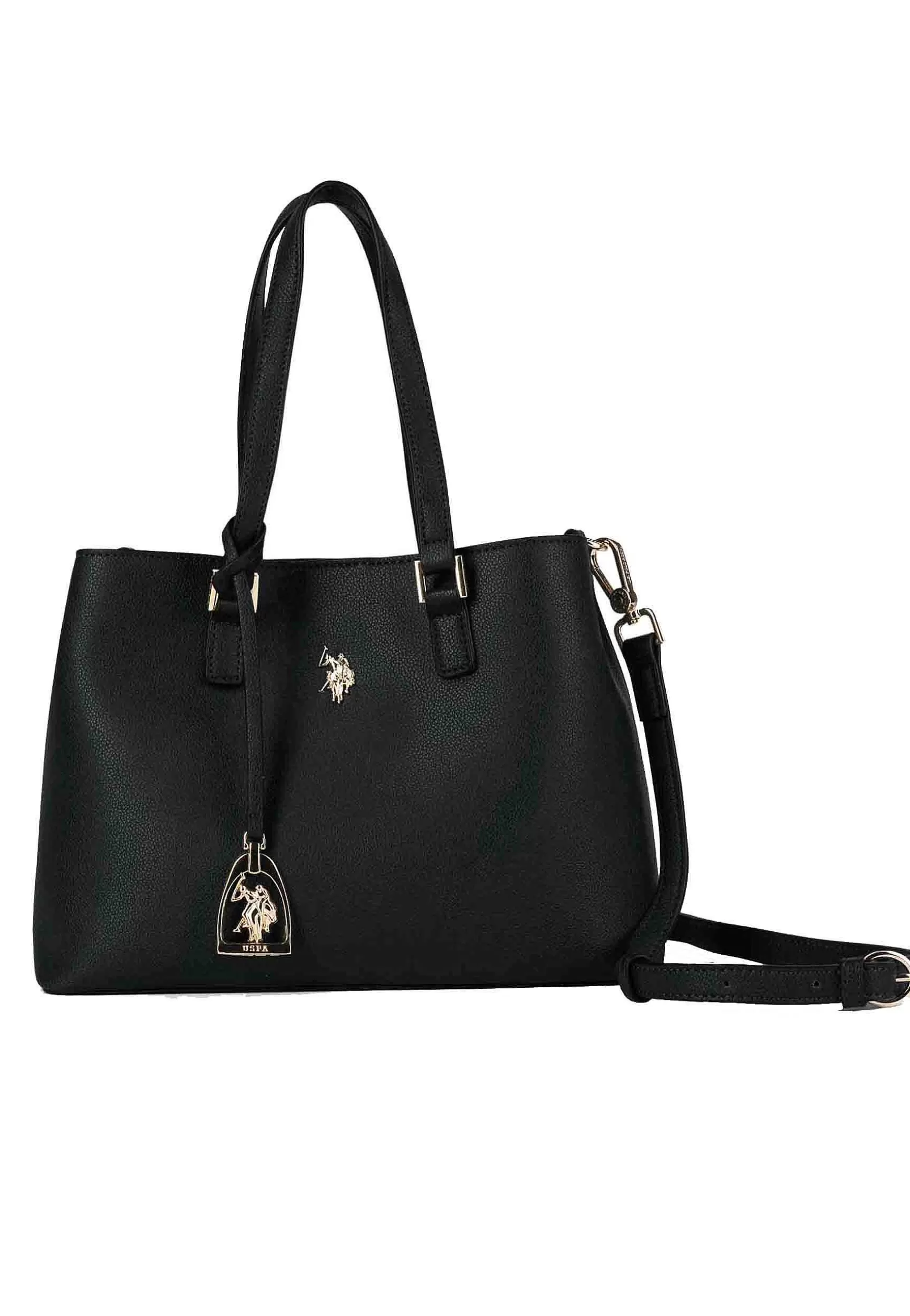 Borsa Donna A Tracolla In Eco Pelle Nera Con Doppi Manici Jones Double Handle*U.S. Polo Assn Cheap