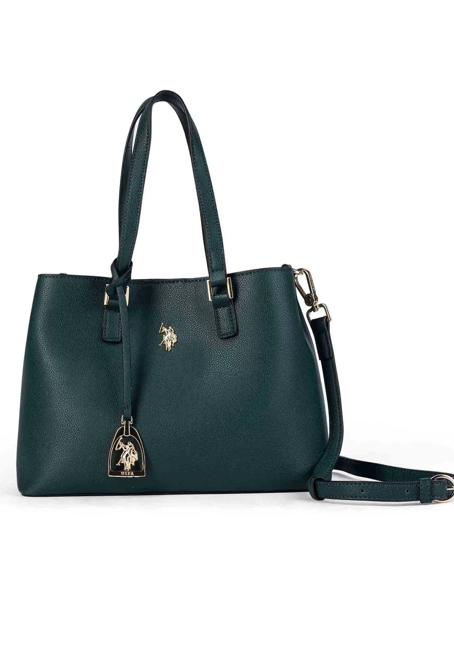 Borsa Donna A Tracolla In Eco Pelle Verde Con Doppi Manici Jones Double Handle*U.S. Polo Assn Hot