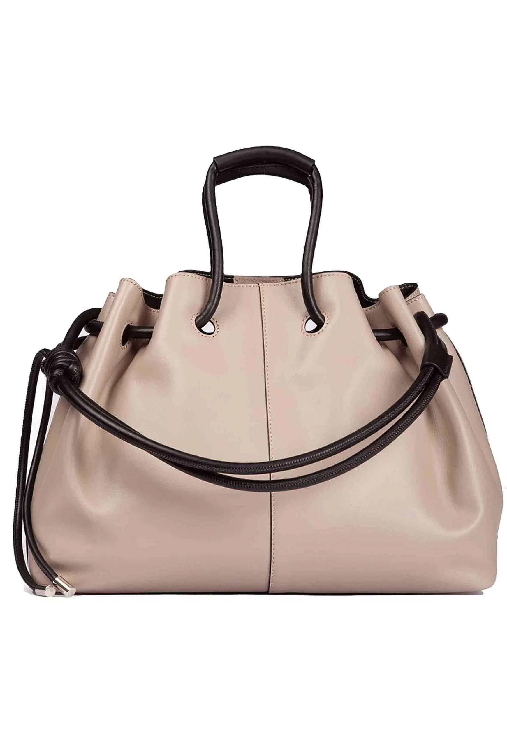 Borsa Donna A Tracolla In Pelle Beige Con Doppi Manici E Chiusura Coulisse*Roberta Gandolfi Clearance