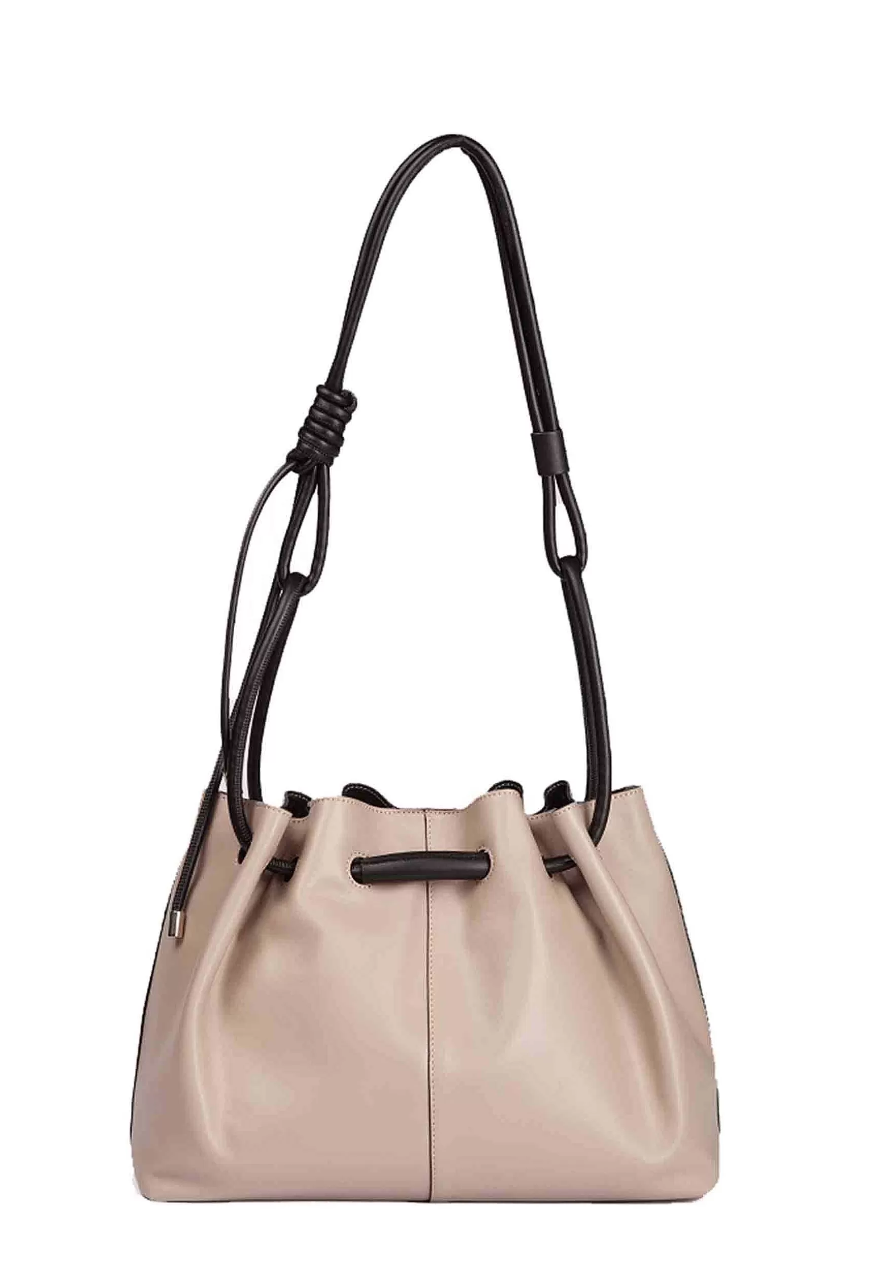 Borsa Donna A Tracolla In Pelle Beige Con Doppi Manici E Chiusura Coulisse*Roberta Gandolfi Clearance