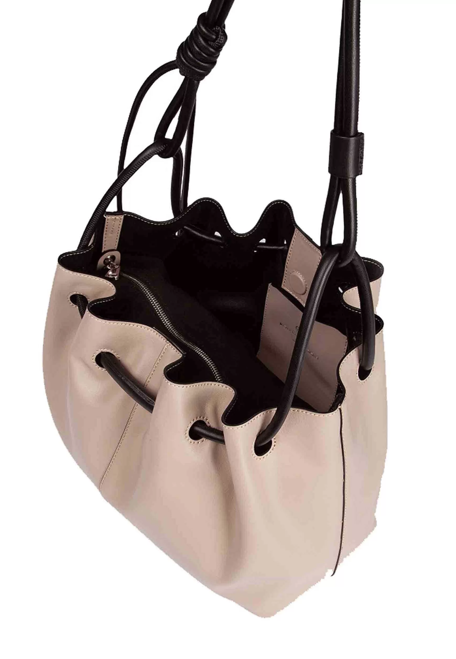 Borsa Donna A Tracolla In Pelle Beige Con Doppi Manici E Chiusura Coulisse*Roberta Gandolfi Clearance