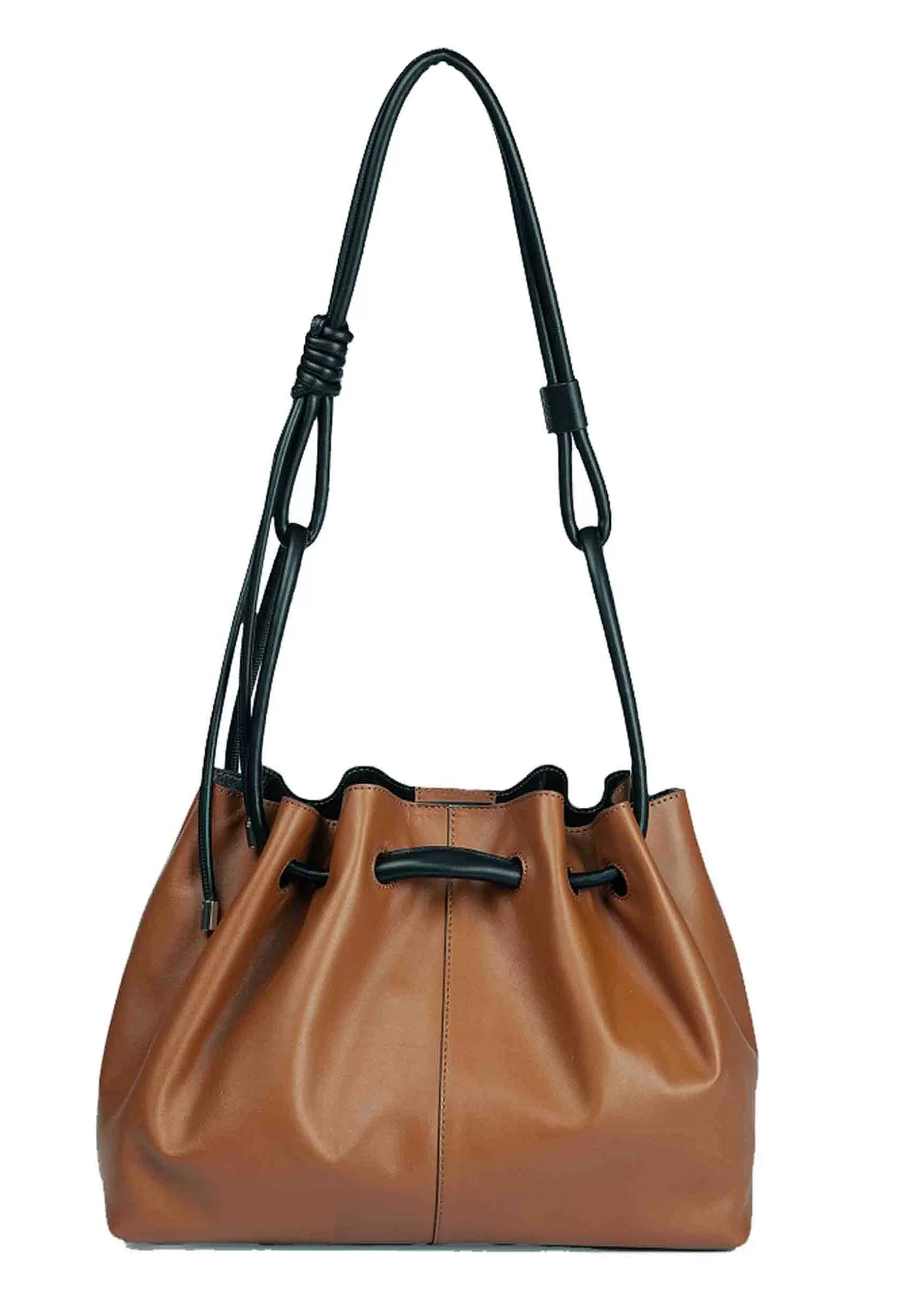Borsa Donna A Tracolla In Pelle Cuoio Con Doppi Manici E Chiusura Coulisse*Roberta Gandolfi Outlet