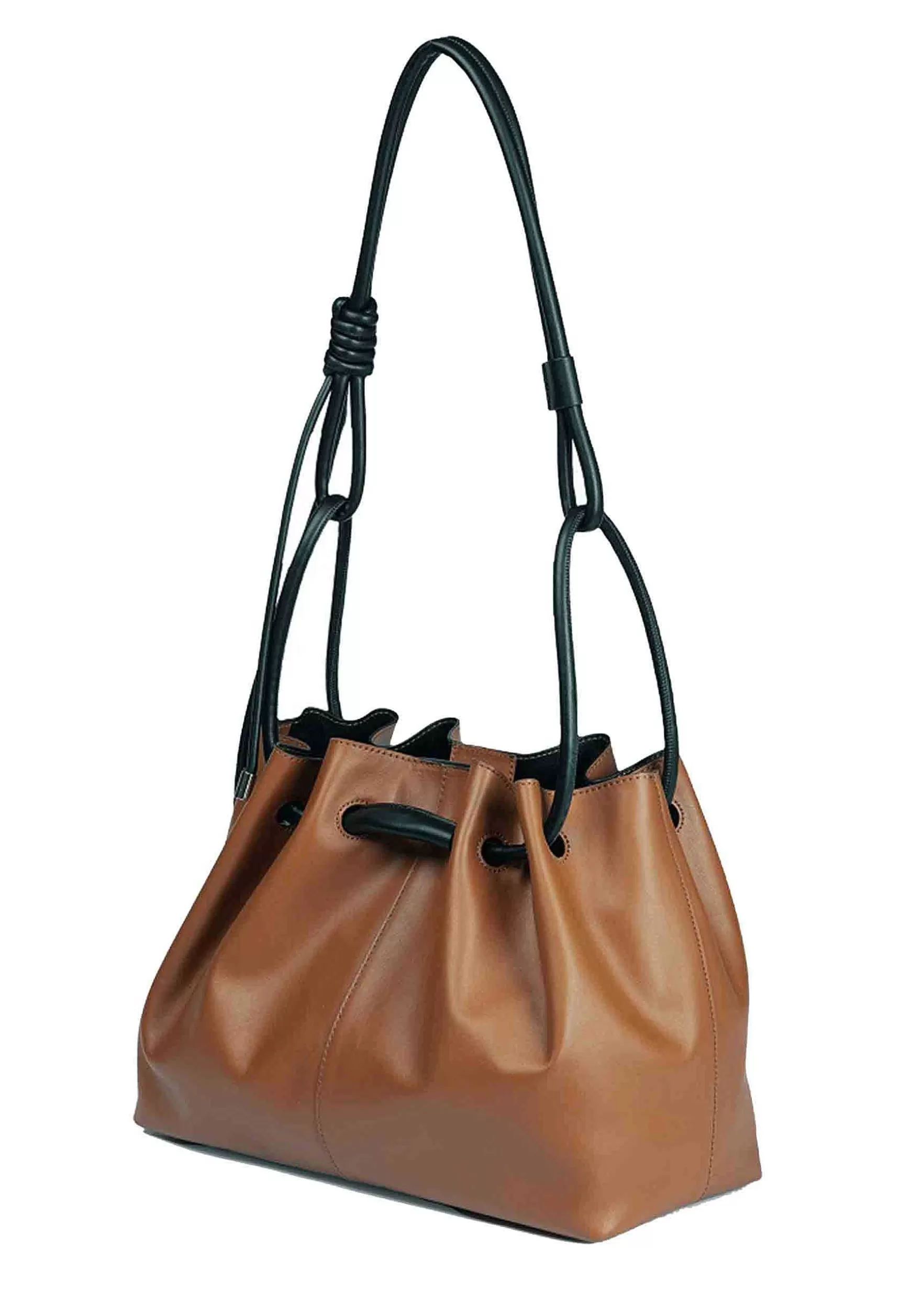 Borsa Donna A Tracolla In Pelle Cuoio Con Doppi Manici E Chiusura Coulisse*Roberta Gandolfi Outlet
