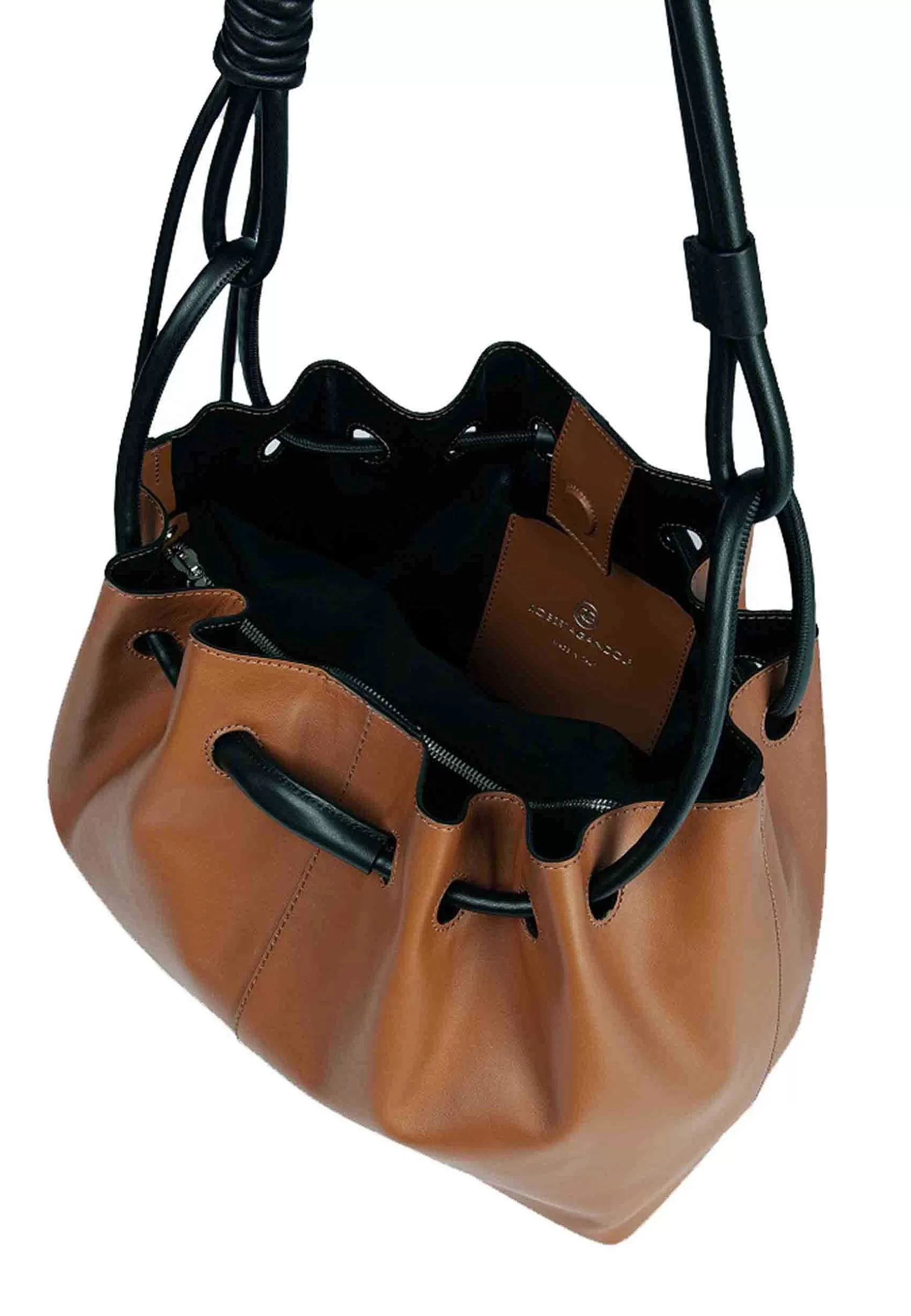 Borsa Donna A Tracolla In Pelle Cuoio Con Doppi Manici E Chiusura Coulisse*Roberta Gandolfi Outlet