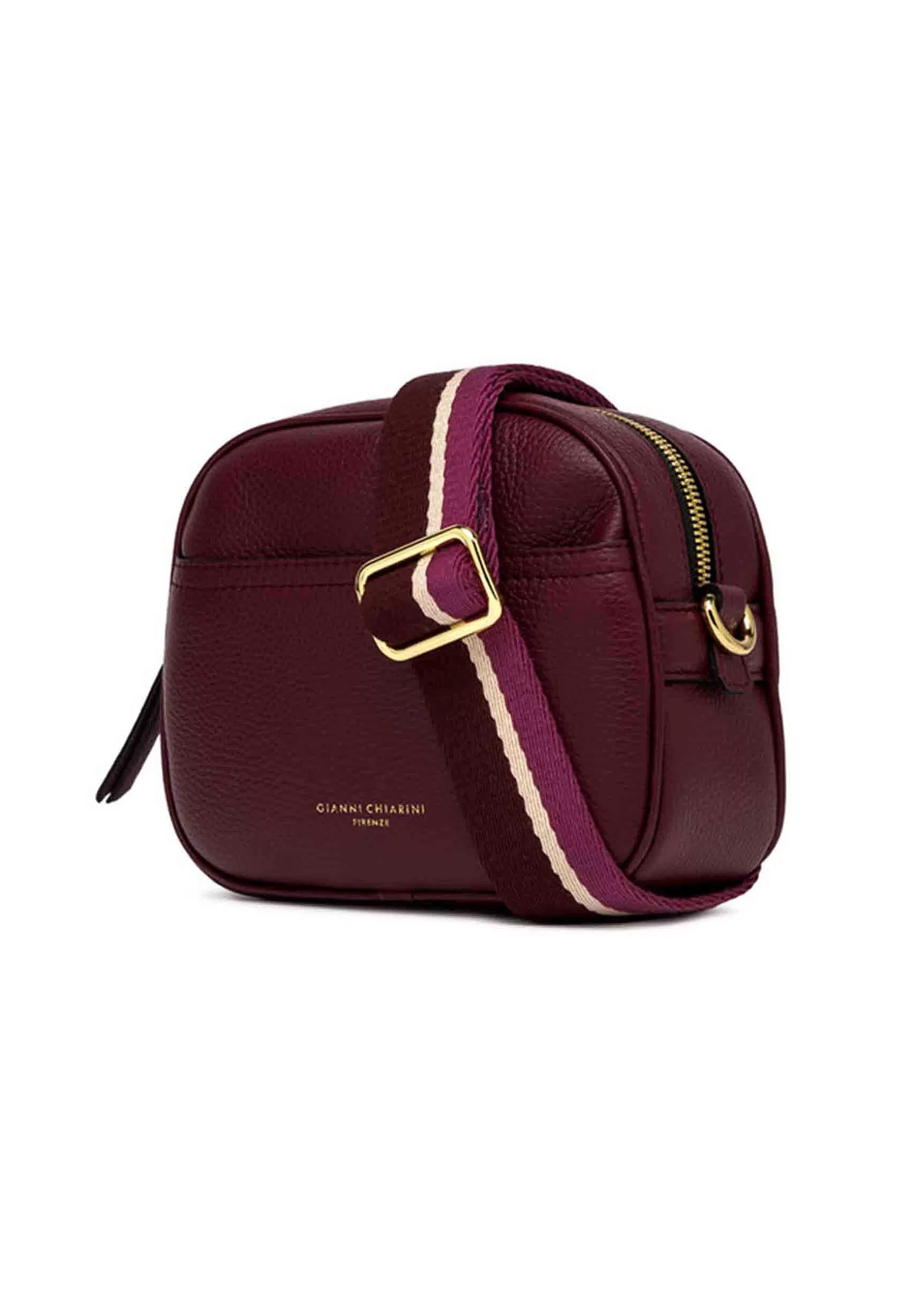 Borsa Donna A Tracolla Nina In Pelle Bordeaux Con Tracolla In Tessuto Rigato*Gianni Chiarini Best Sale