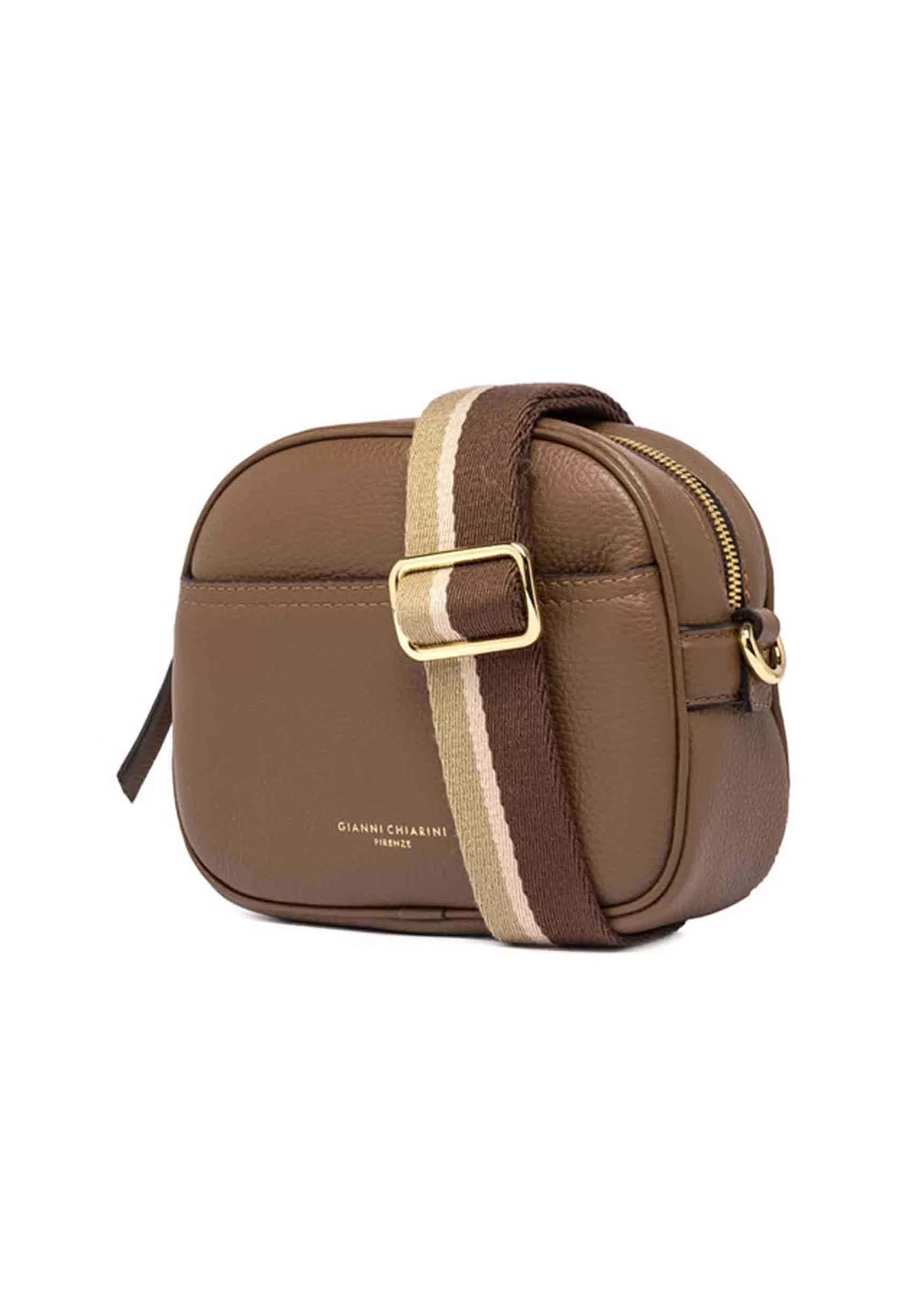 Borsa Donna A Tracolla Nina In Pelle Castoro Con Tracolla In Tessuto Rigato*Gianni Chiarini Sale