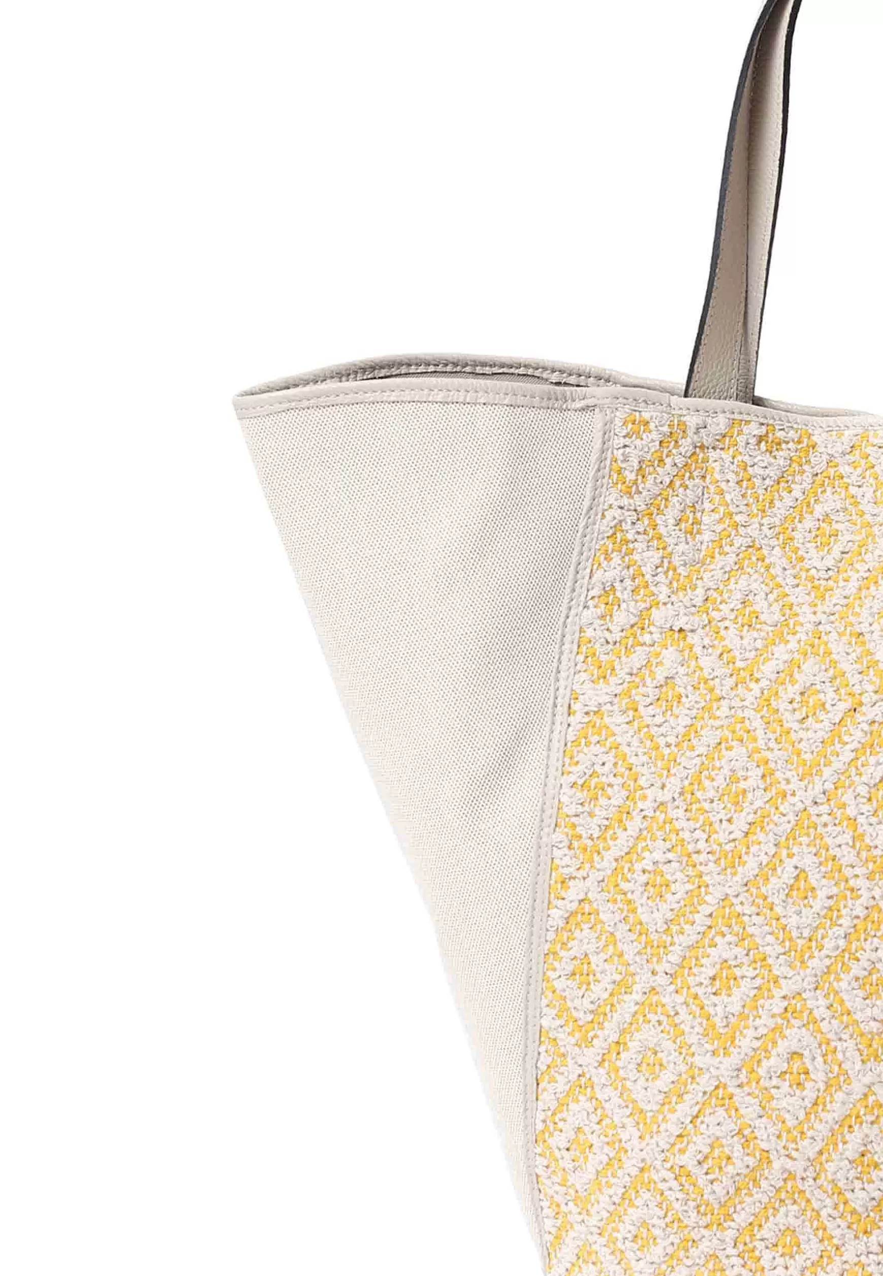 Borsa Donna Big Liv A Spalla In Tessuto Naturale E Giallo*Kassiopea Best Sale