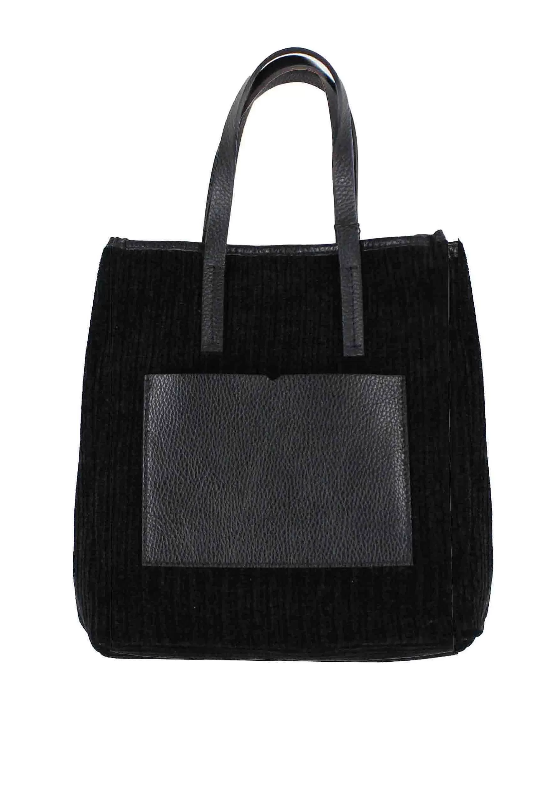Borsa Donna Con Doppi Manici In Velluto Nero Con Tracolla*Kassiopea Shop