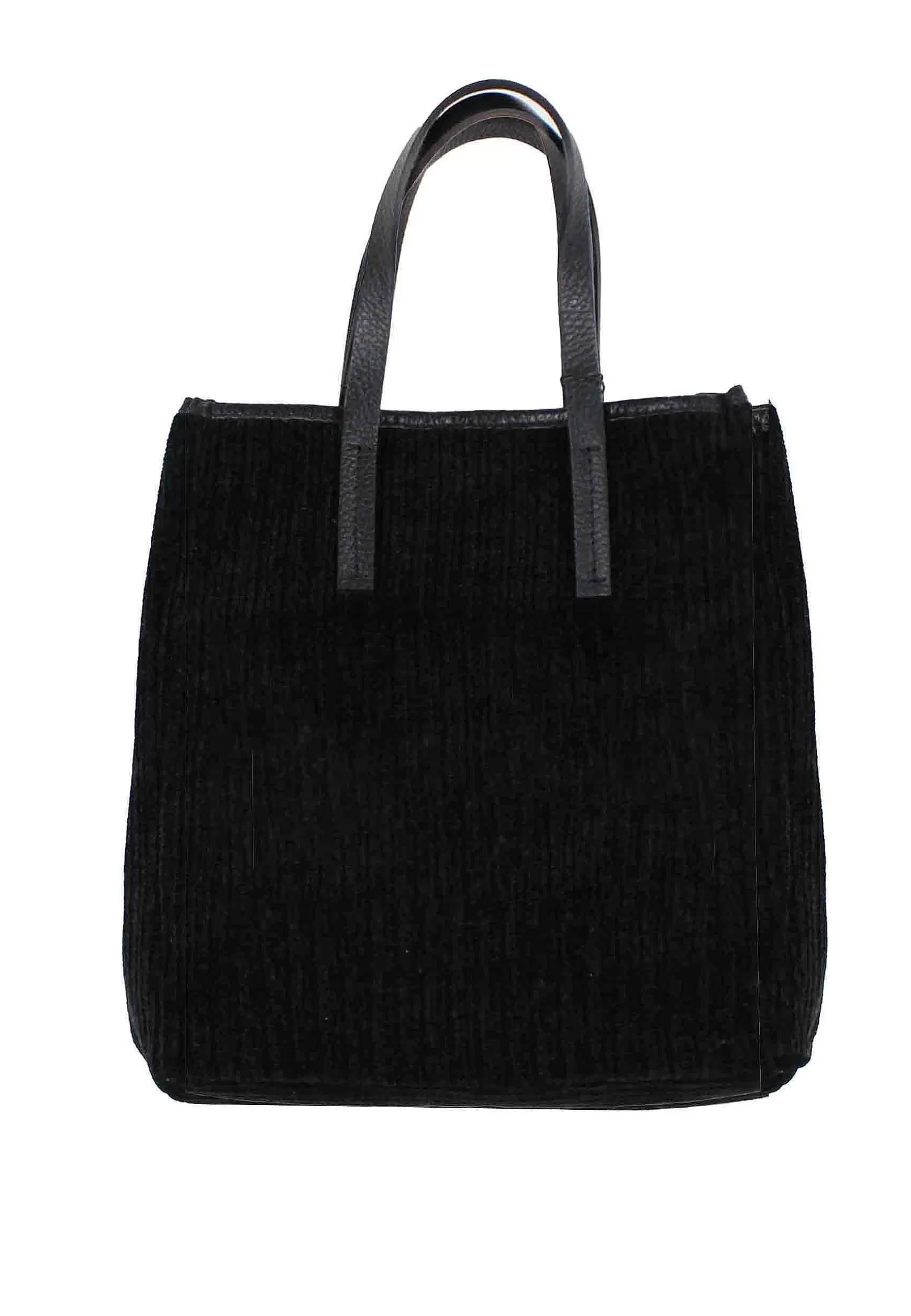 Borsa Donna Con Doppi Manici In Velluto Nero Con Tracolla*Kassiopea Shop