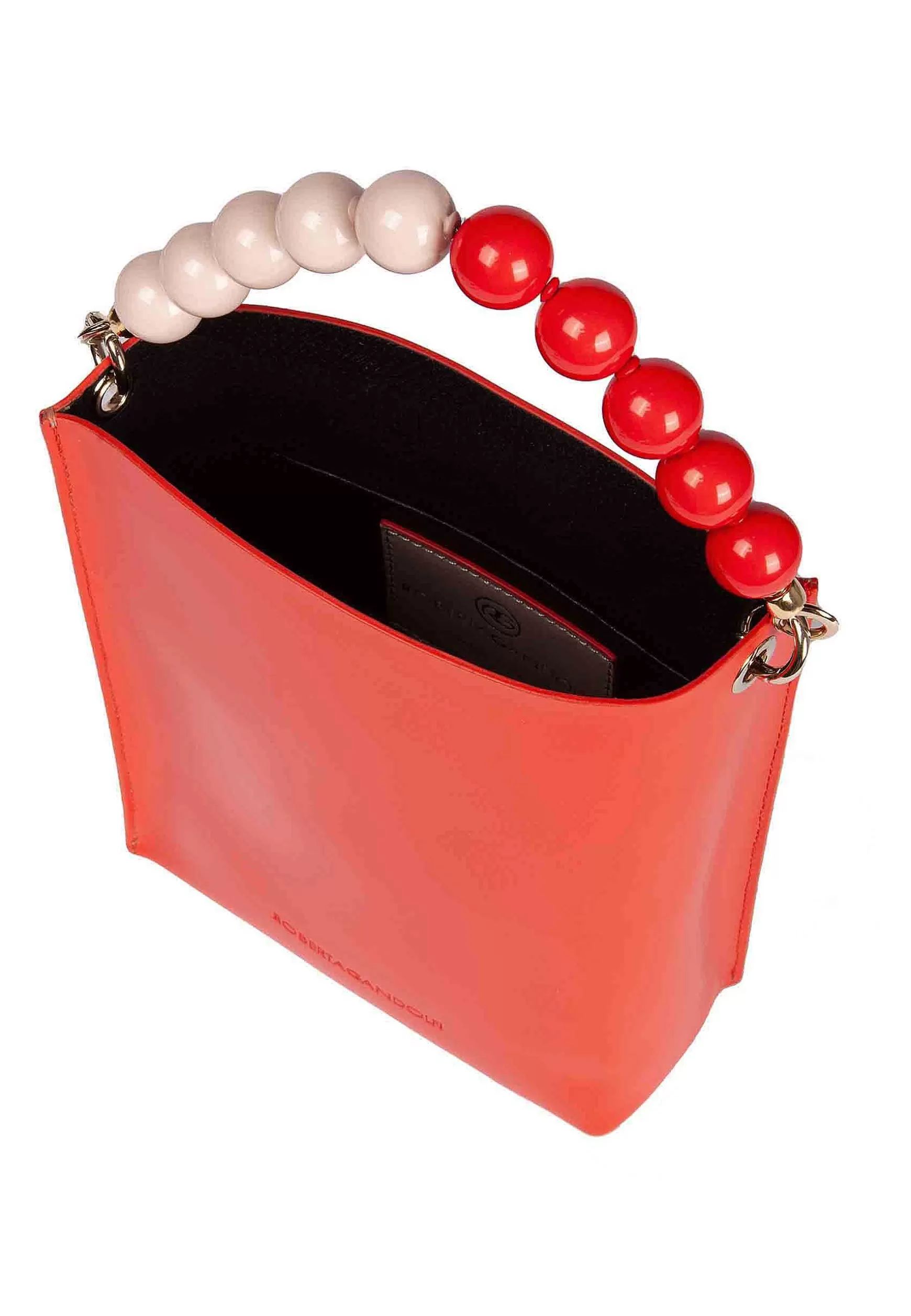 Borsa Donna In Pelle Bicolore Corallo E Nude Con Manico Gioiello*Roberta Gandolfi Best