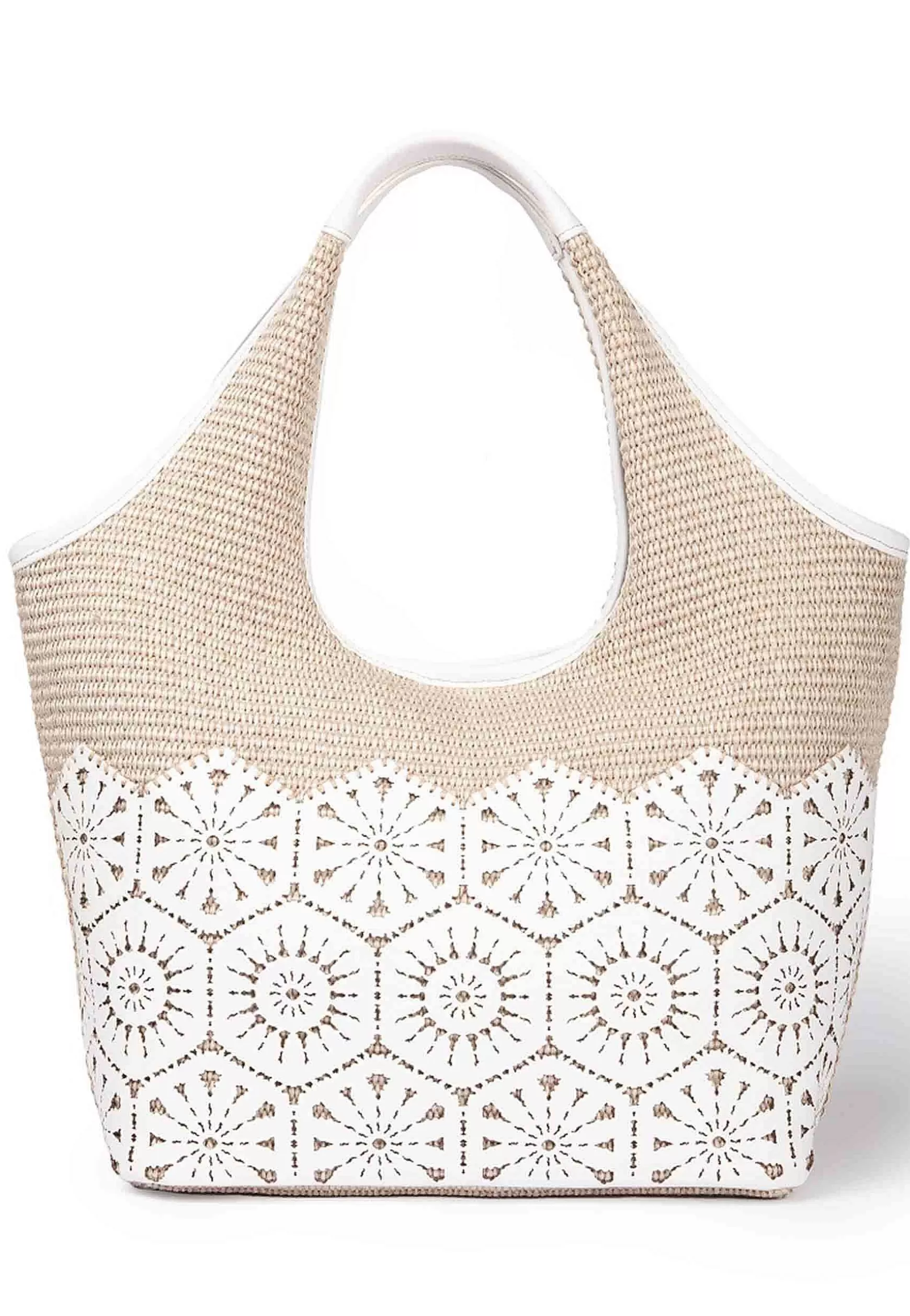 Borsa Donna In Tessuto E Pelle Bianca Con Doppi Manici A Spalla*Roberta Gandolfi Best Sale