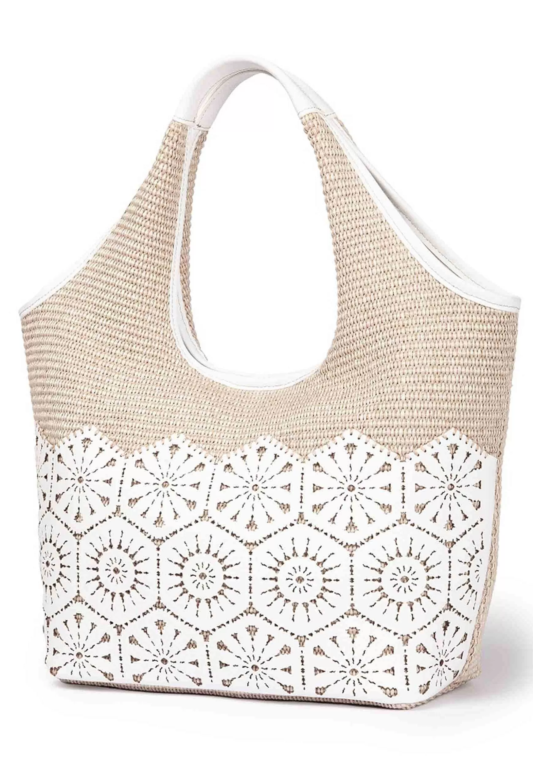 Borsa Donna In Tessuto E Pelle Bianca Con Doppi Manici A Spalla*Roberta Gandolfi Best Sale