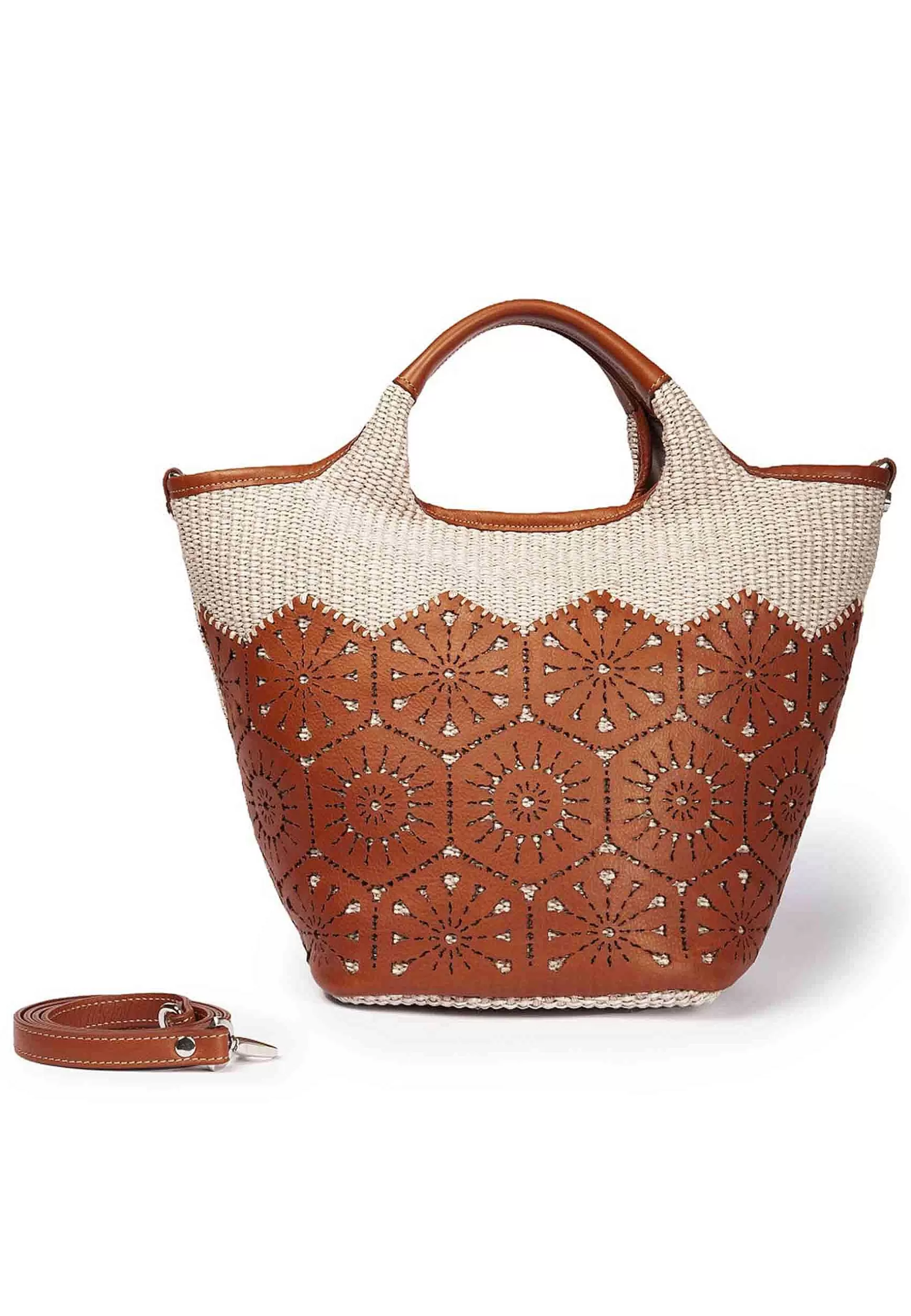 Borsa Donna In Tessuto E Pelle Cuoioi Con Doppi Manici A Mano*Roberta Gandolfi Sale