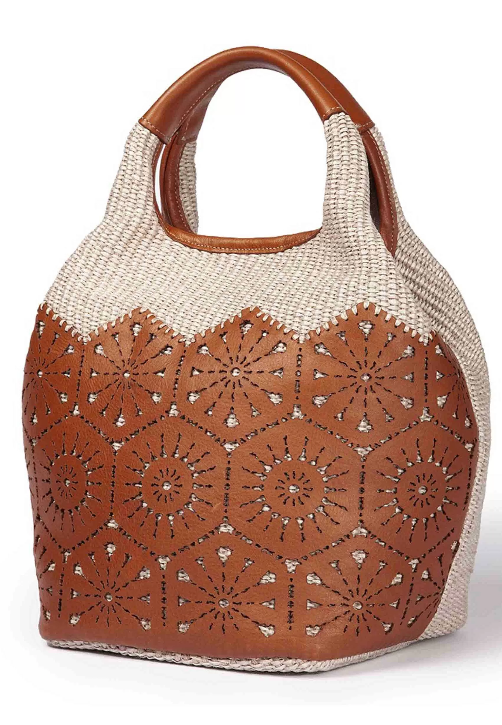Borsa Donna In Tessuto E Pelle Cuoioi Con Doppi Manici A Mano*Roberta Gandolfi Sale