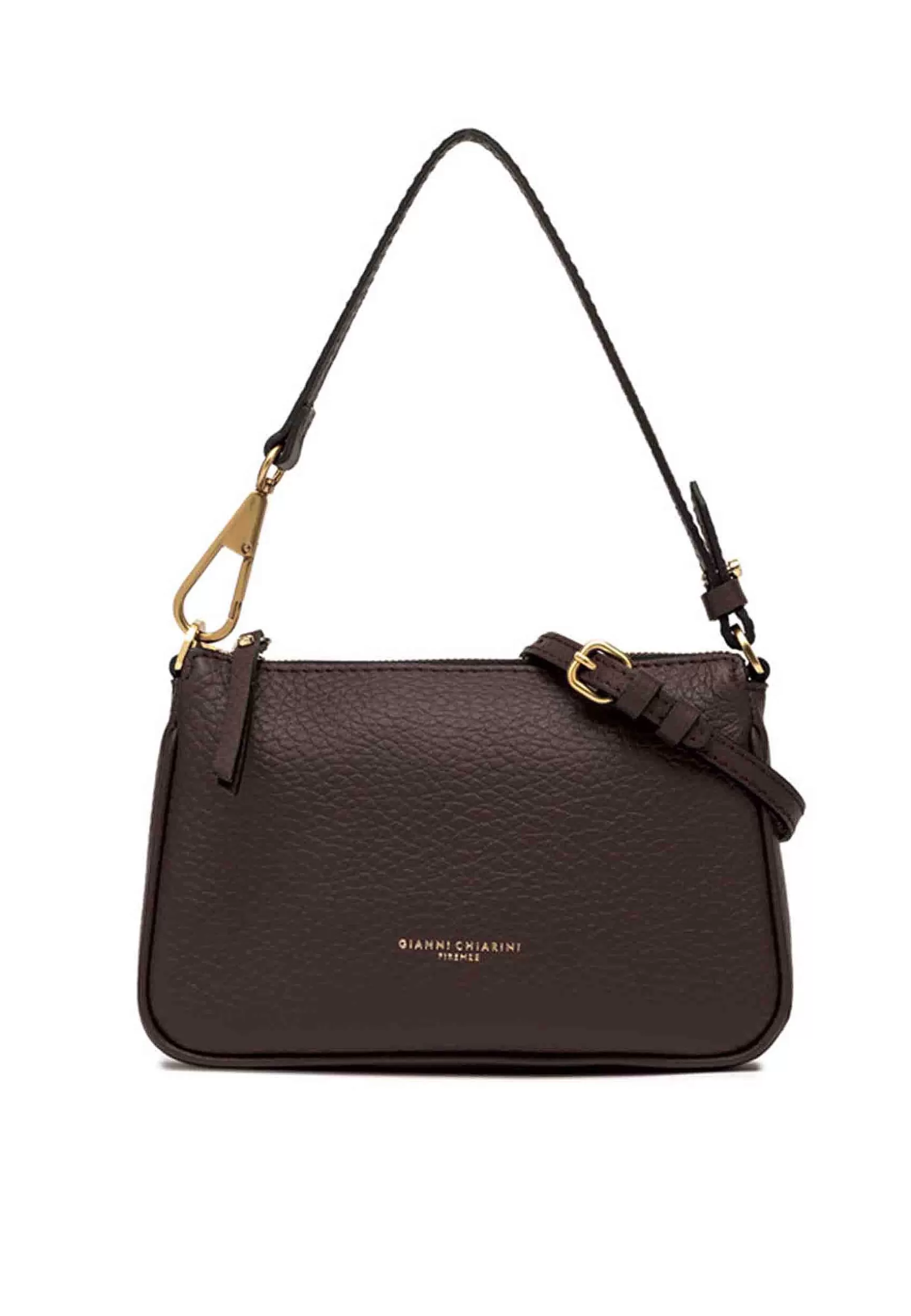 Borsa Donna Pochette A Spalla Brooke In Pelle Testa Di Moro Con Manico E Tracolla In Tinta*Gianni Chiarini Shop