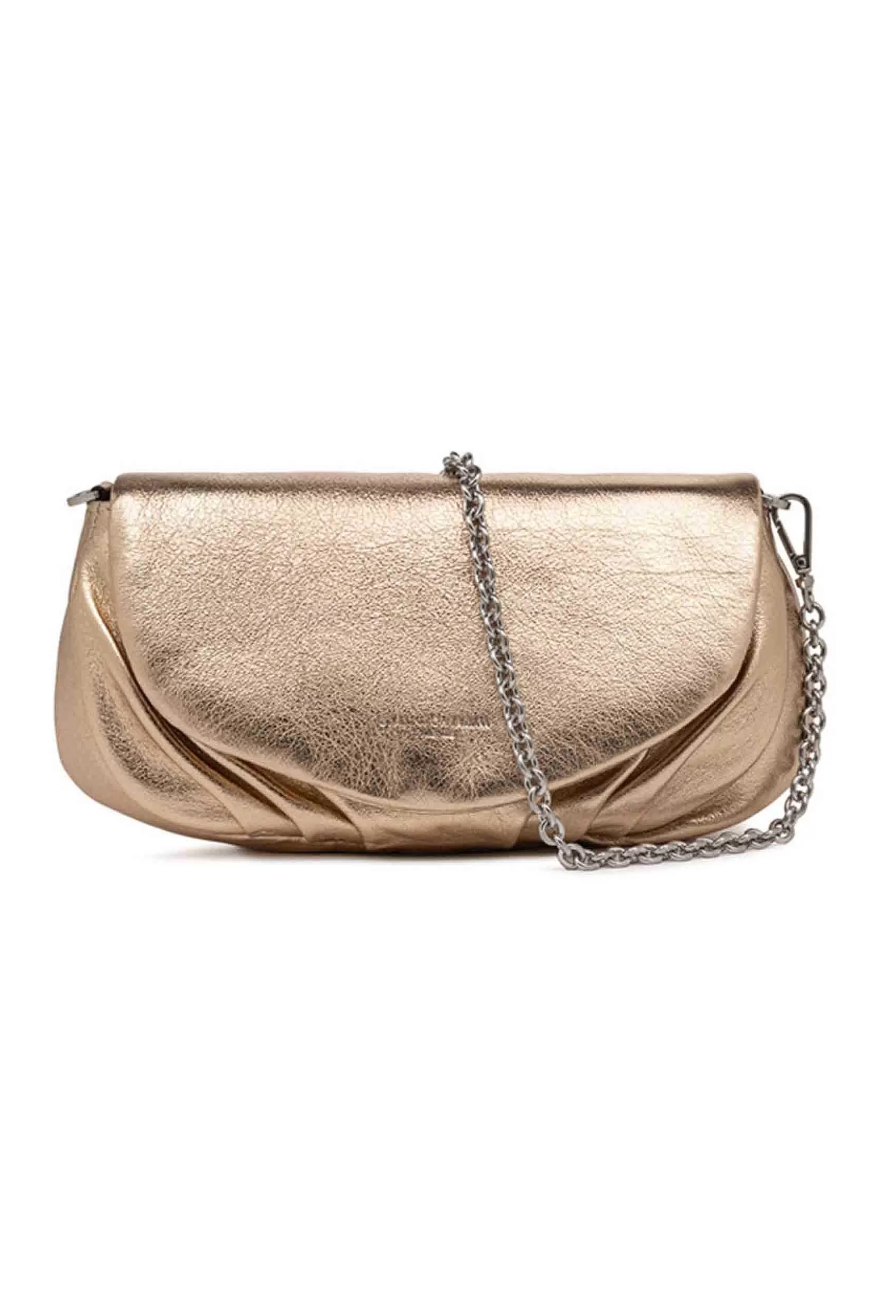 Borsa Donna Pochette A Tracolla Adele In Pelle Champagne Laminata Con Catena*Gianni Chiarini Fashion