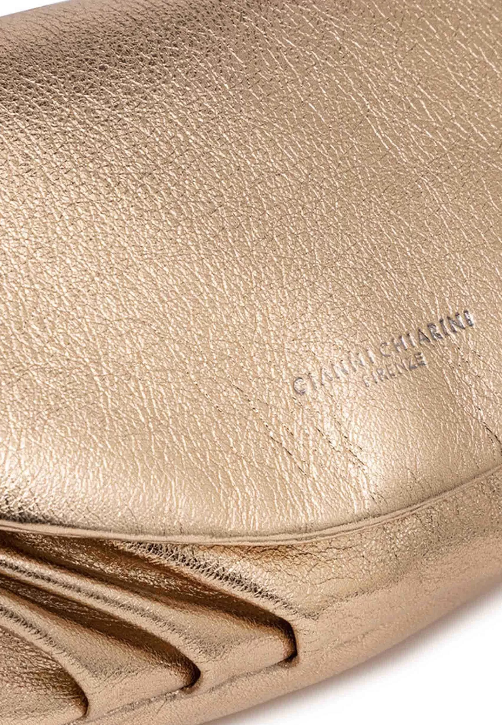 Borsa Donna Pochette A Tracolla Adele In Pelle Champagne Laminata Con Catena*Gianni Chiarini Fashion