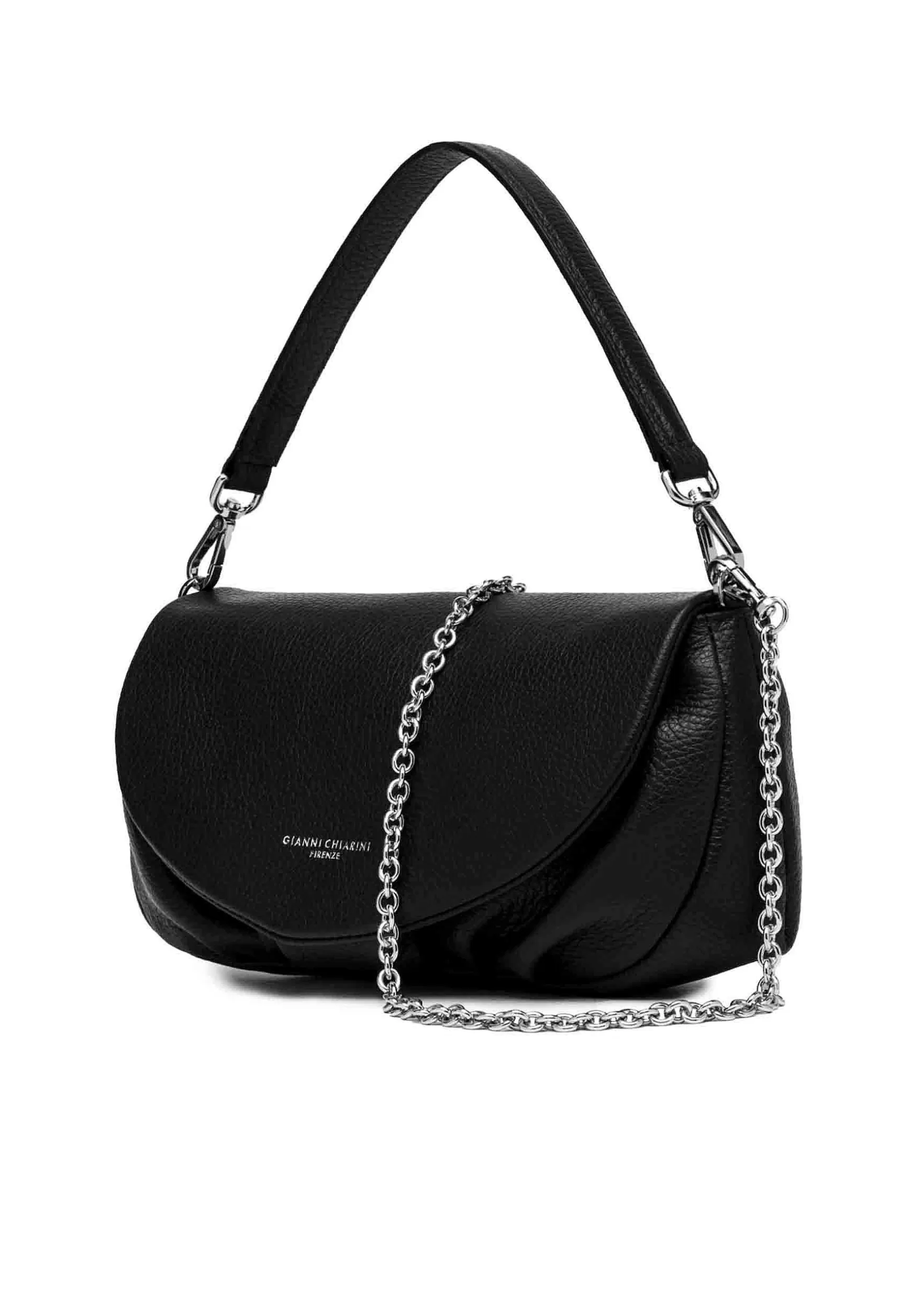 Borsa Donna Pochette A Tracolla Adele In Pelle Martellata Nera Con Manico E Tracolla*Gianni Chiarini Cheap