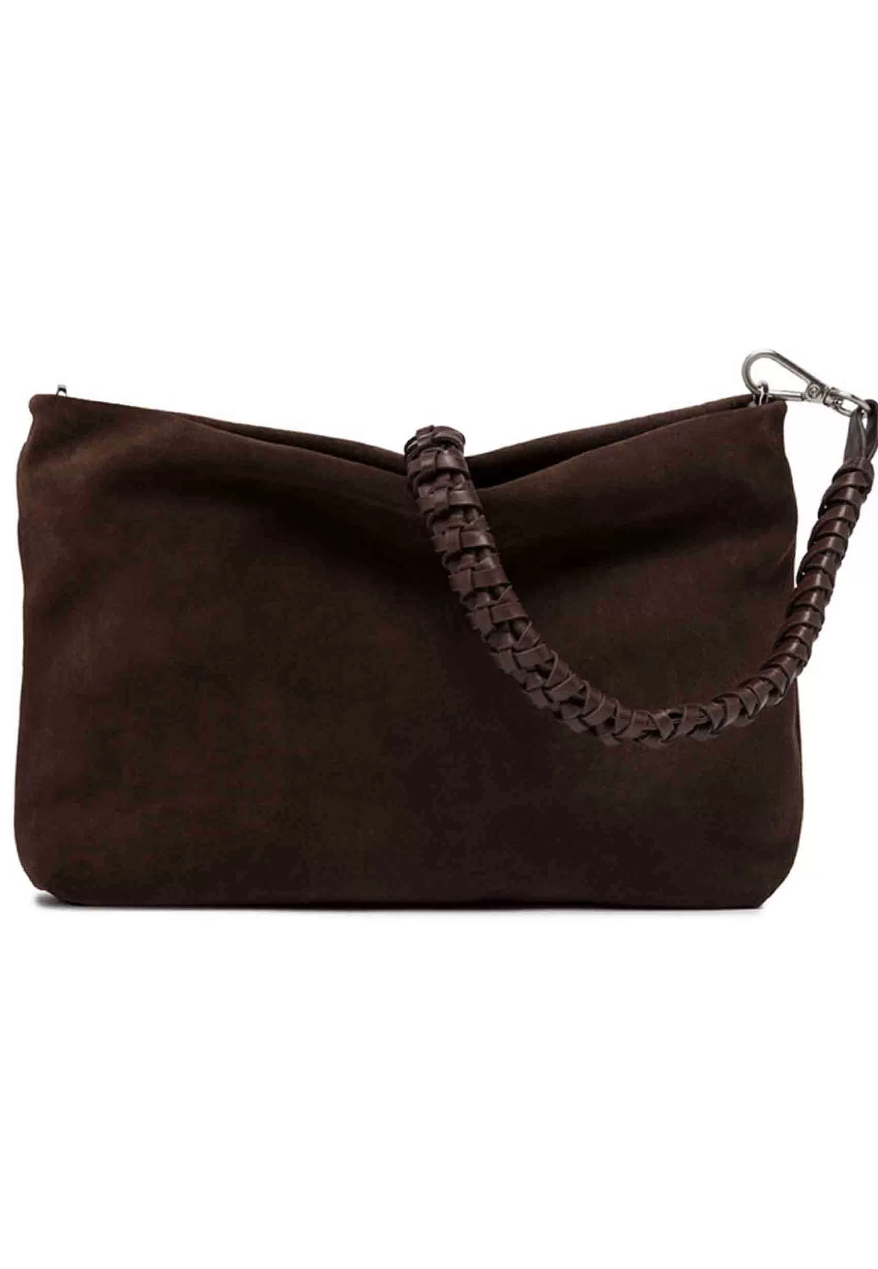 Borsa Donna Pochette Brenda In Camoscio Testa Di Moro Con Manico Pelle*Gianni Chiarini New