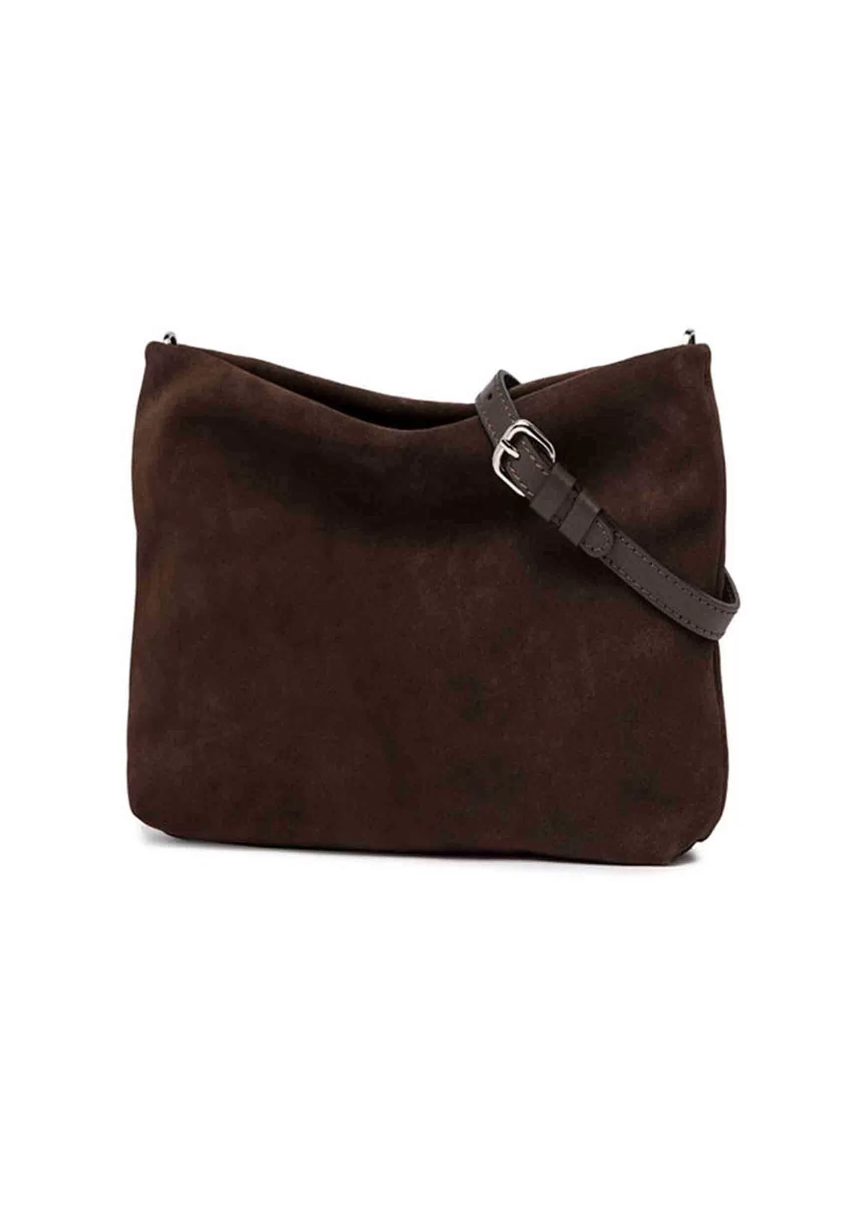 Borsa Donna Pochette Brenda In Camoscio Testa Di Moro Con Manico Pelle*Gianni Chiarini New
