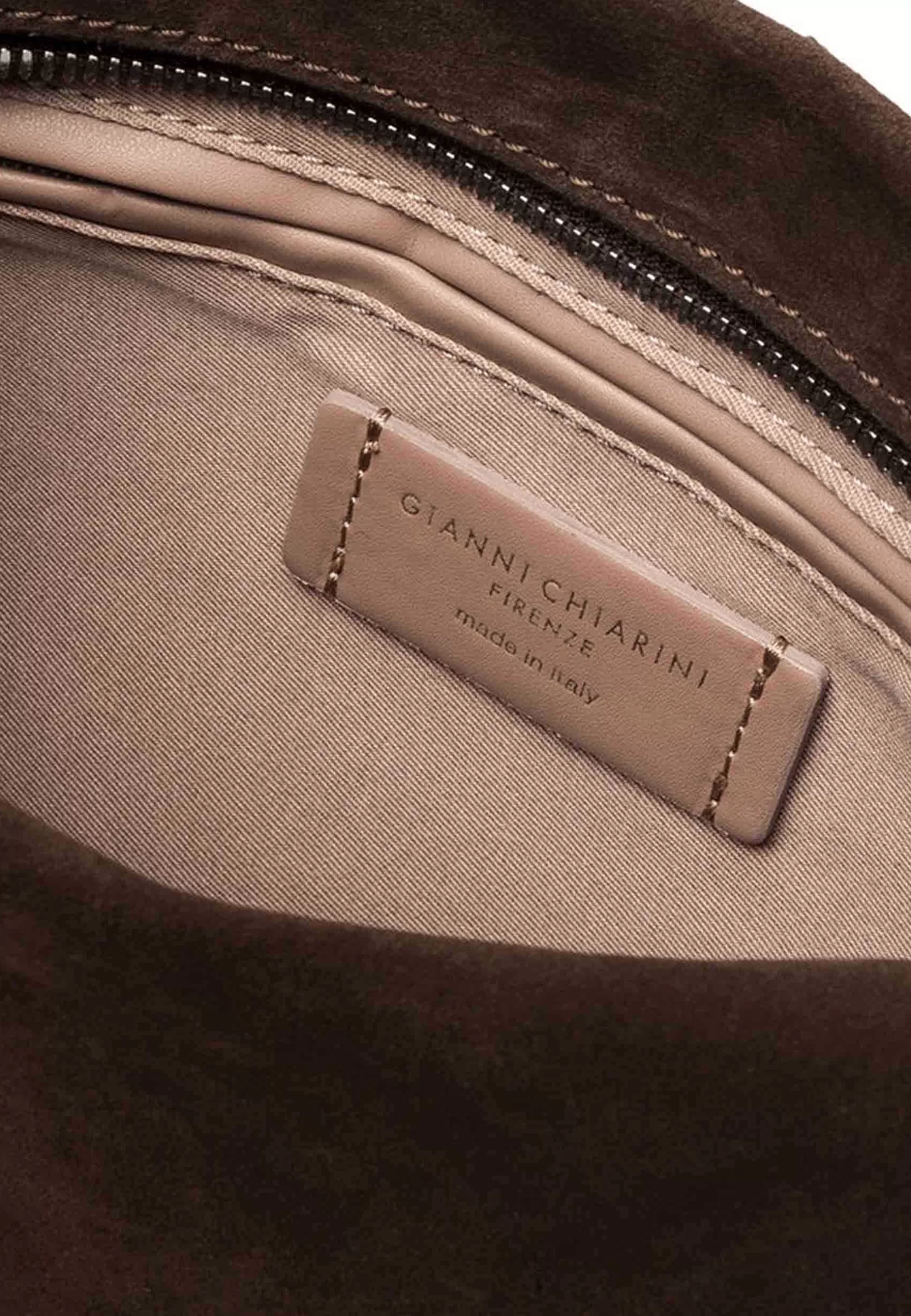 Borsa Donna Pochette Brenda In Camoscio Testa Di Moro Con Manico Pelle*Gianni Chiarini New