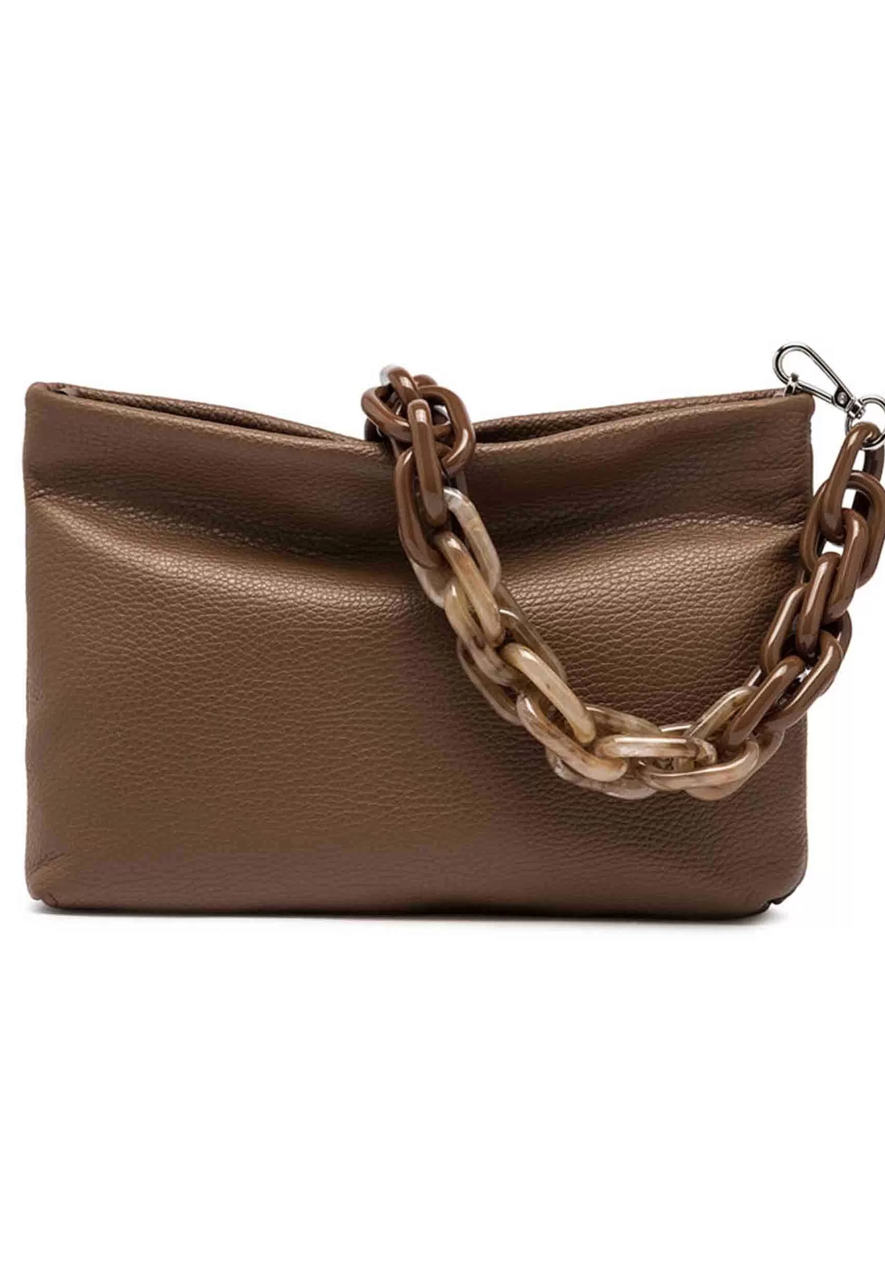 Borsa Donna Pochette Brenda In Pelle Taupe Con Manico In Resina*Gianni Chiarini Cheap