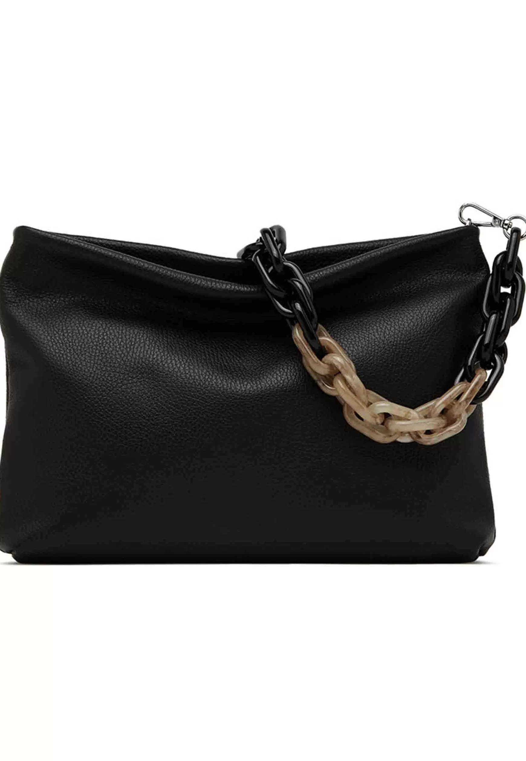 Borsa Donna Pochette Brenda Maxi In Pelle Nera Con Manico In Resina*Gianni Chiarini Fashion