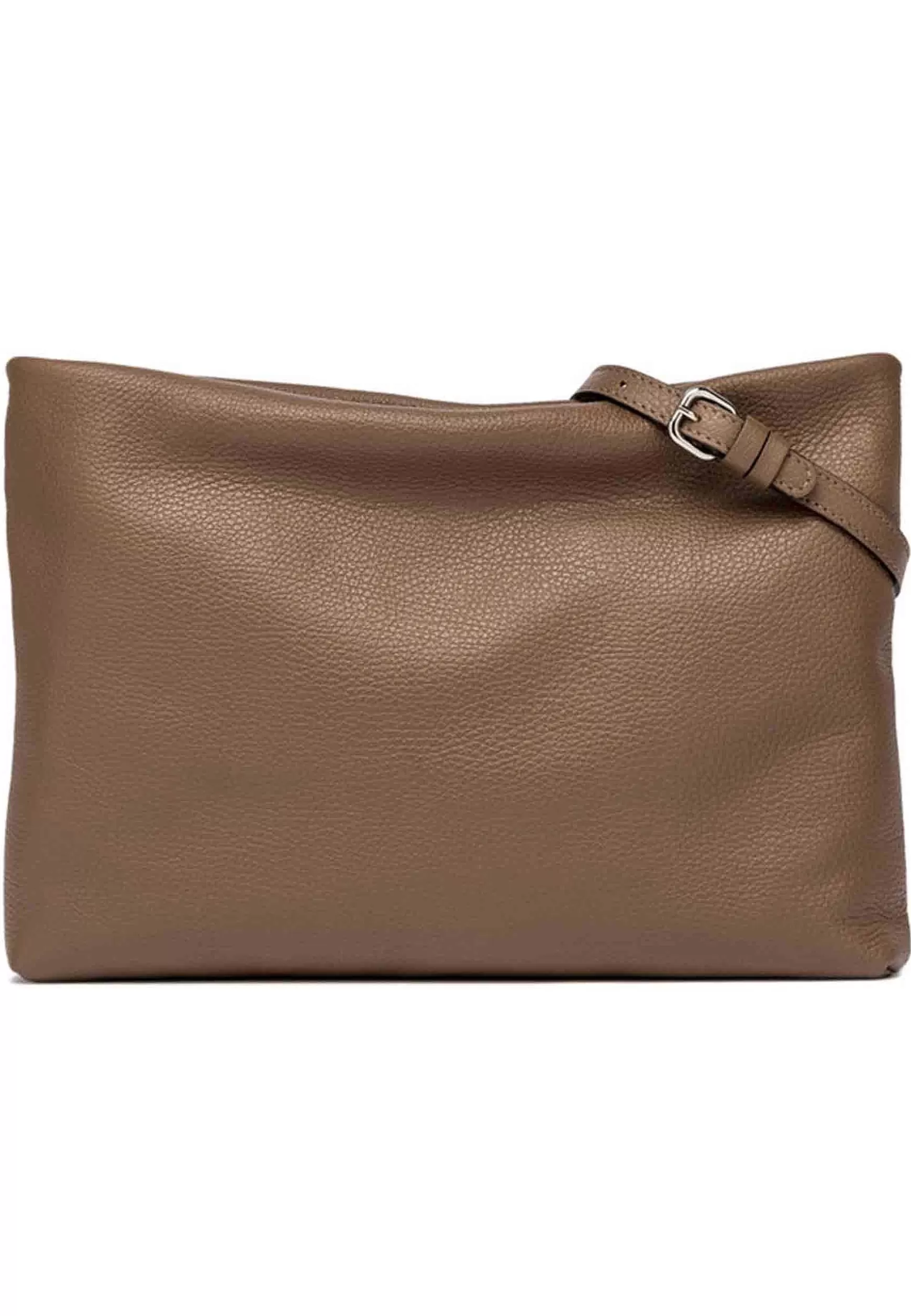Borsa Donna Pochette Brenda Maxi In Pelle Taupe Con Manico In Resina*Gianni Chiarini New