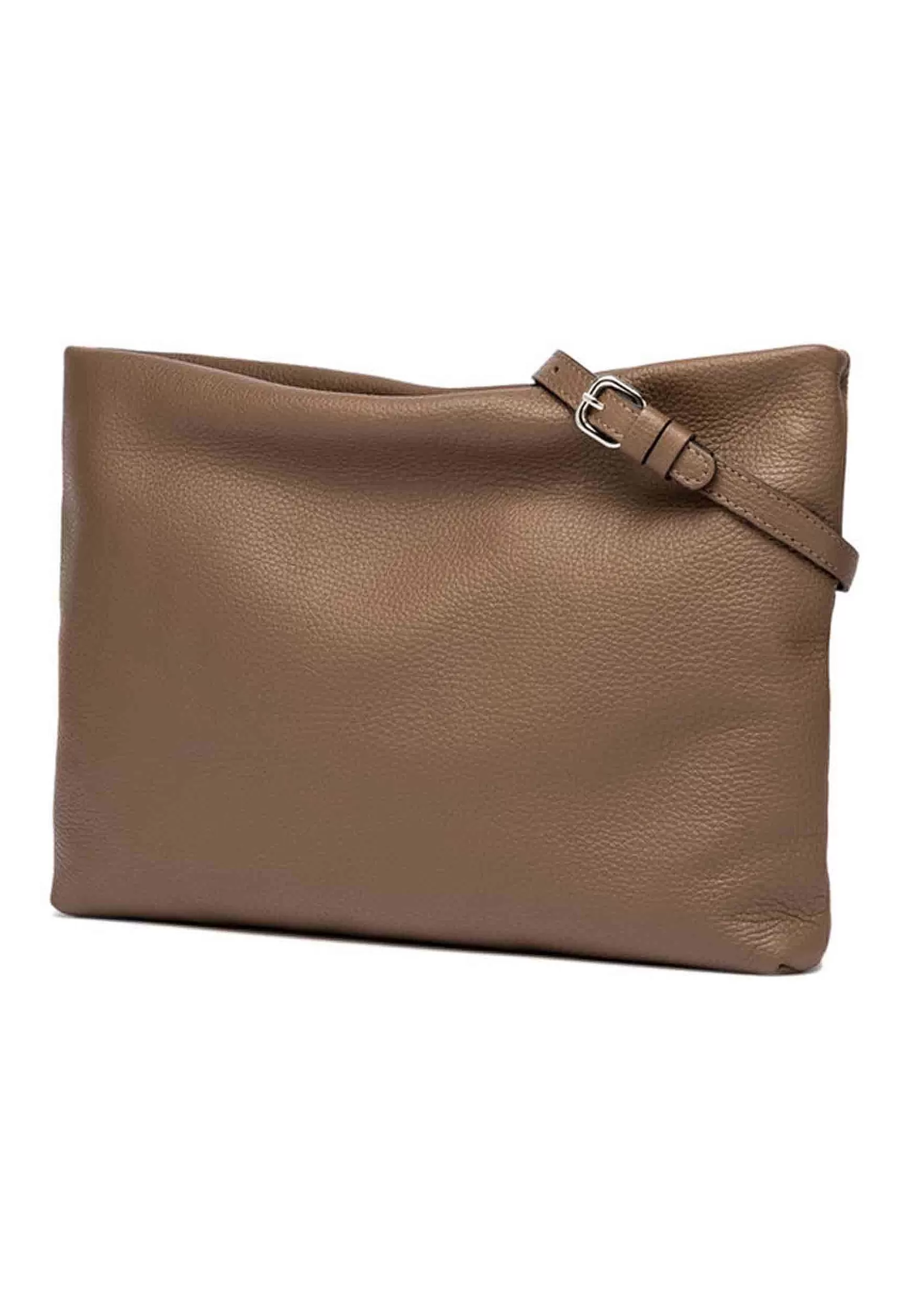 Borsa Donna Pochette Brenda Maxi In Pelle Taupe Con Manico In Resina*Gianni Chiarini New