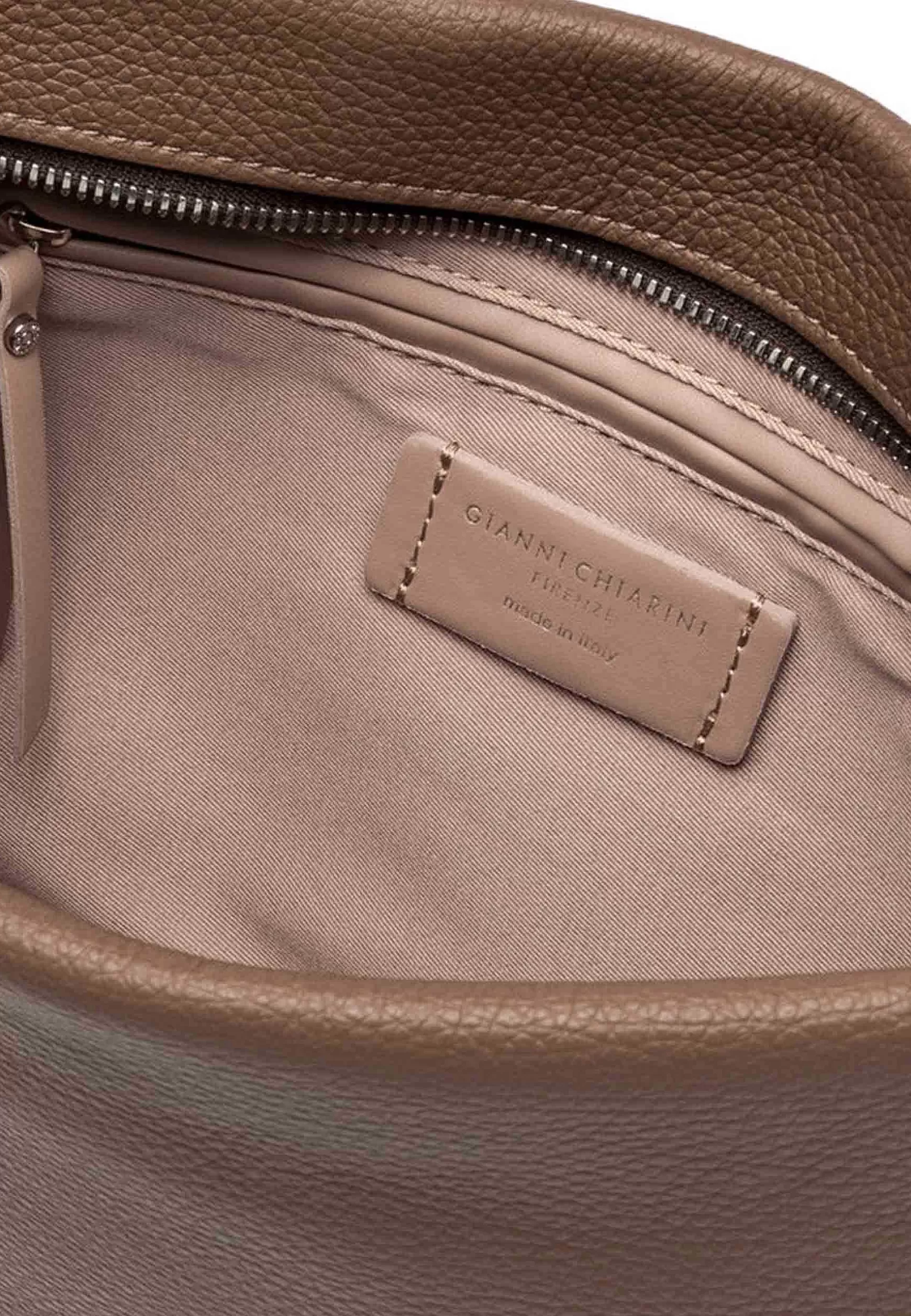 Borsa Donna Pochette Brenda Maxi In Pelle Taupe Con Manico In Resina*Gianni Chiarini New