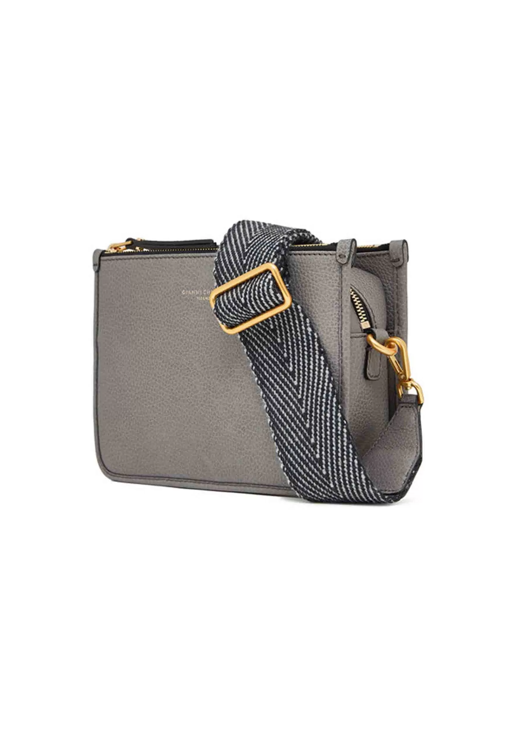 Borsa Donna Pochette Debbie New In Pelle Grigia Con Tracolla In Tessuto*Gianni Chiarini Fashion