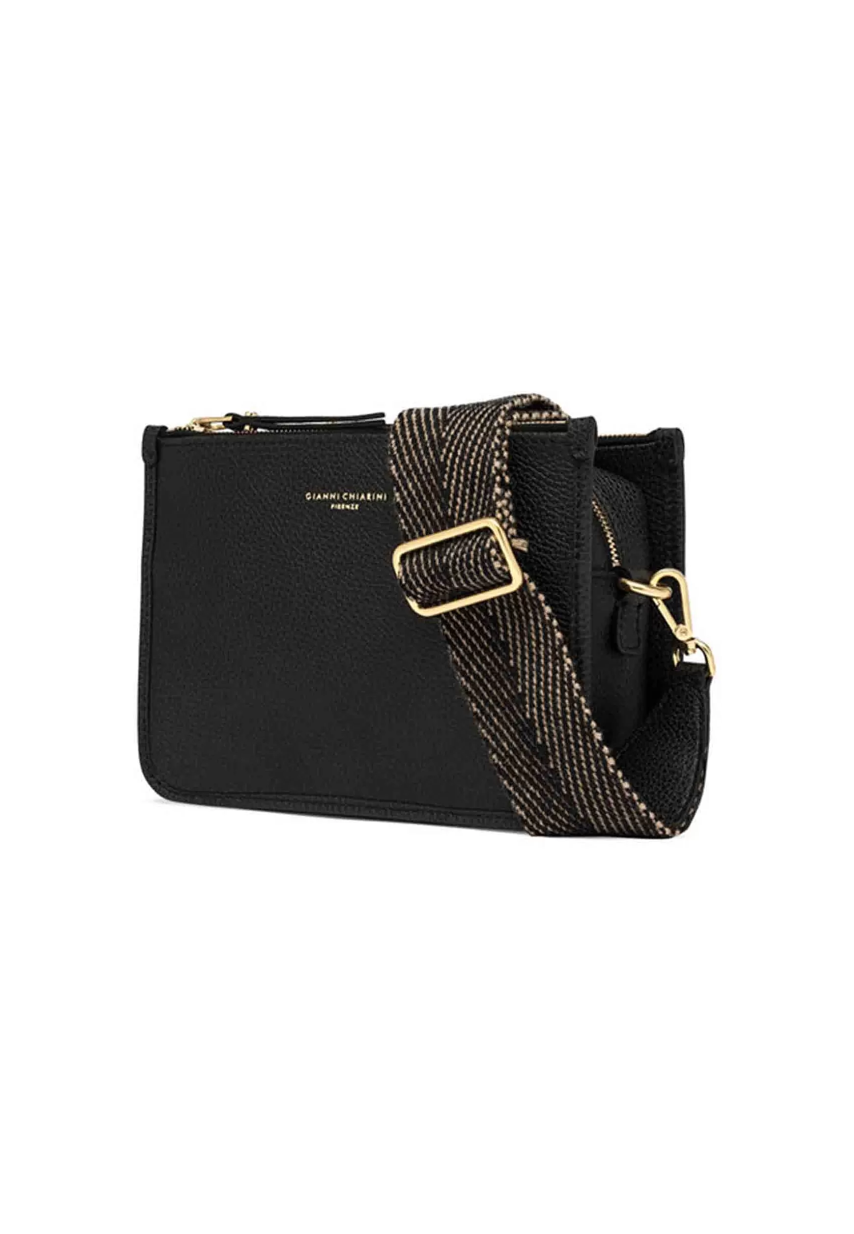 Borsa Donna Pochette Debbie New In Pelle Nera Con Tracolla In Tessuto*Gianni Chiarini Shop