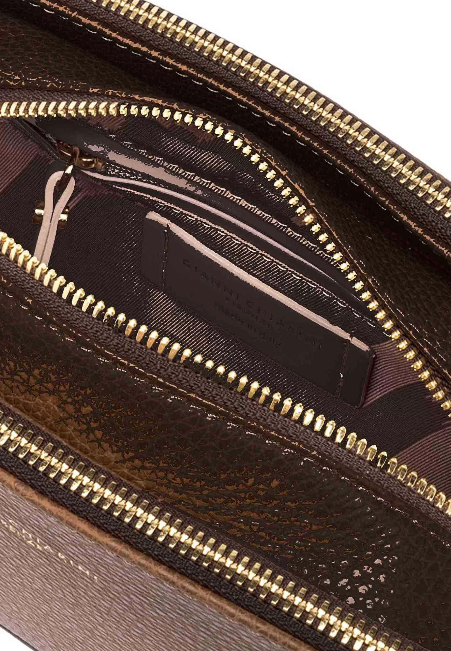 Borsa Donna Pochette Debbie New In Pelle Testa Di Moro Con Tracolla In Tessuto*Gianni Chiarini Shop