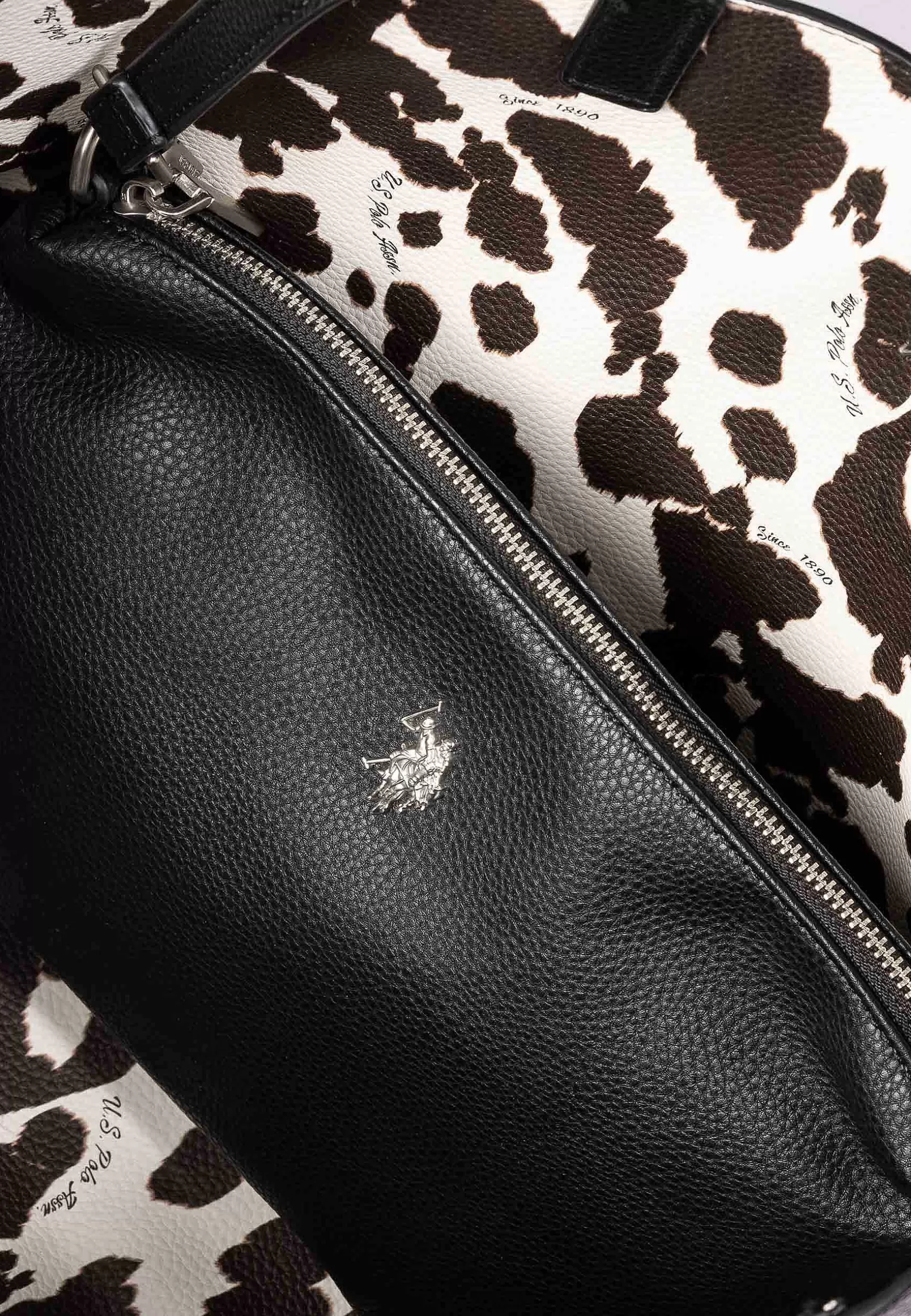 Borsa Donna Reverse A Spalla In Eco Pelle Nera Con Doppi Manici Rogersville Shopping*U.S. Polo Assn Discount