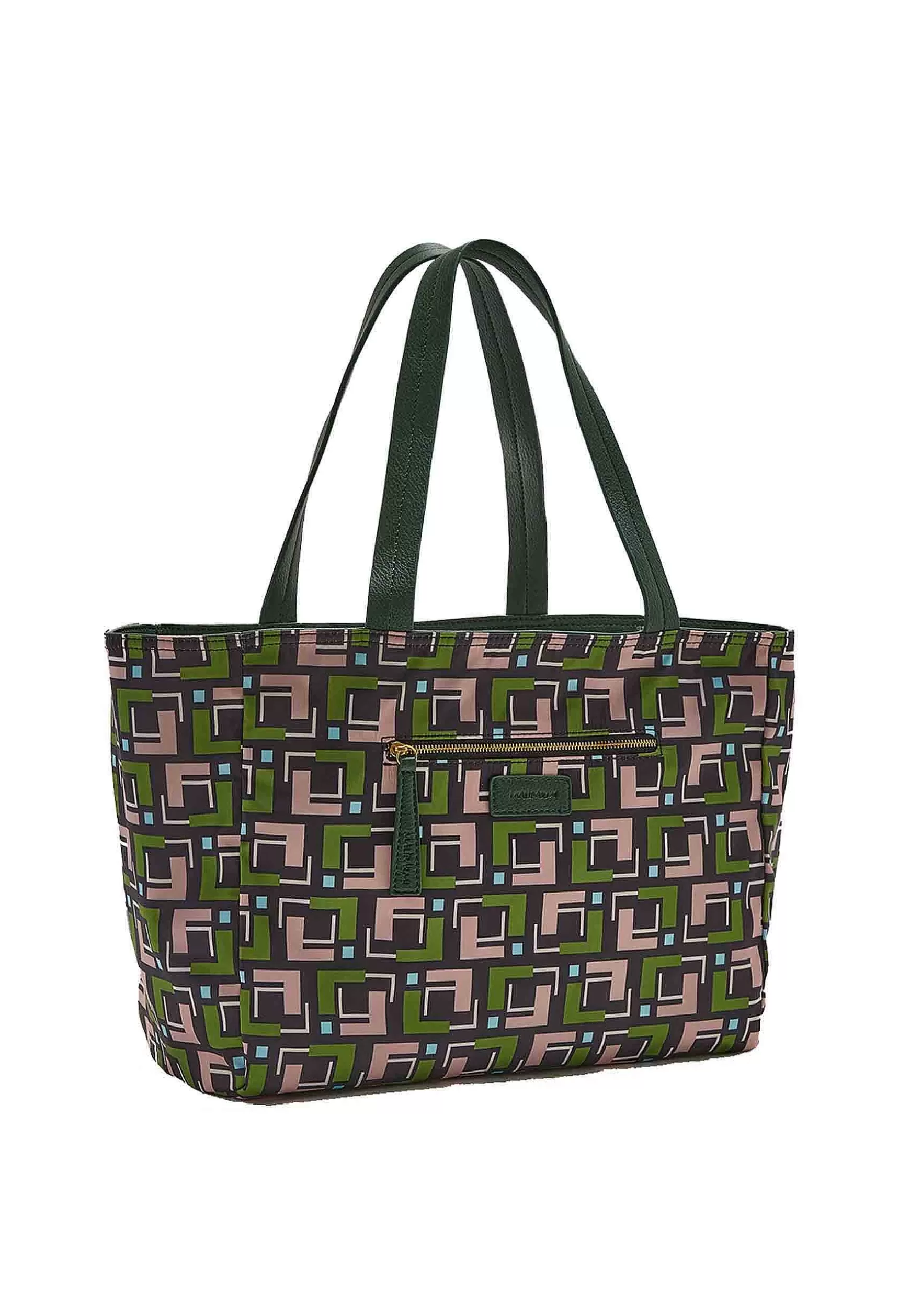 Borsa Donna Shopping Double Face In Ecopelle Verde Con Doppi Manici*Maliparmi Discount